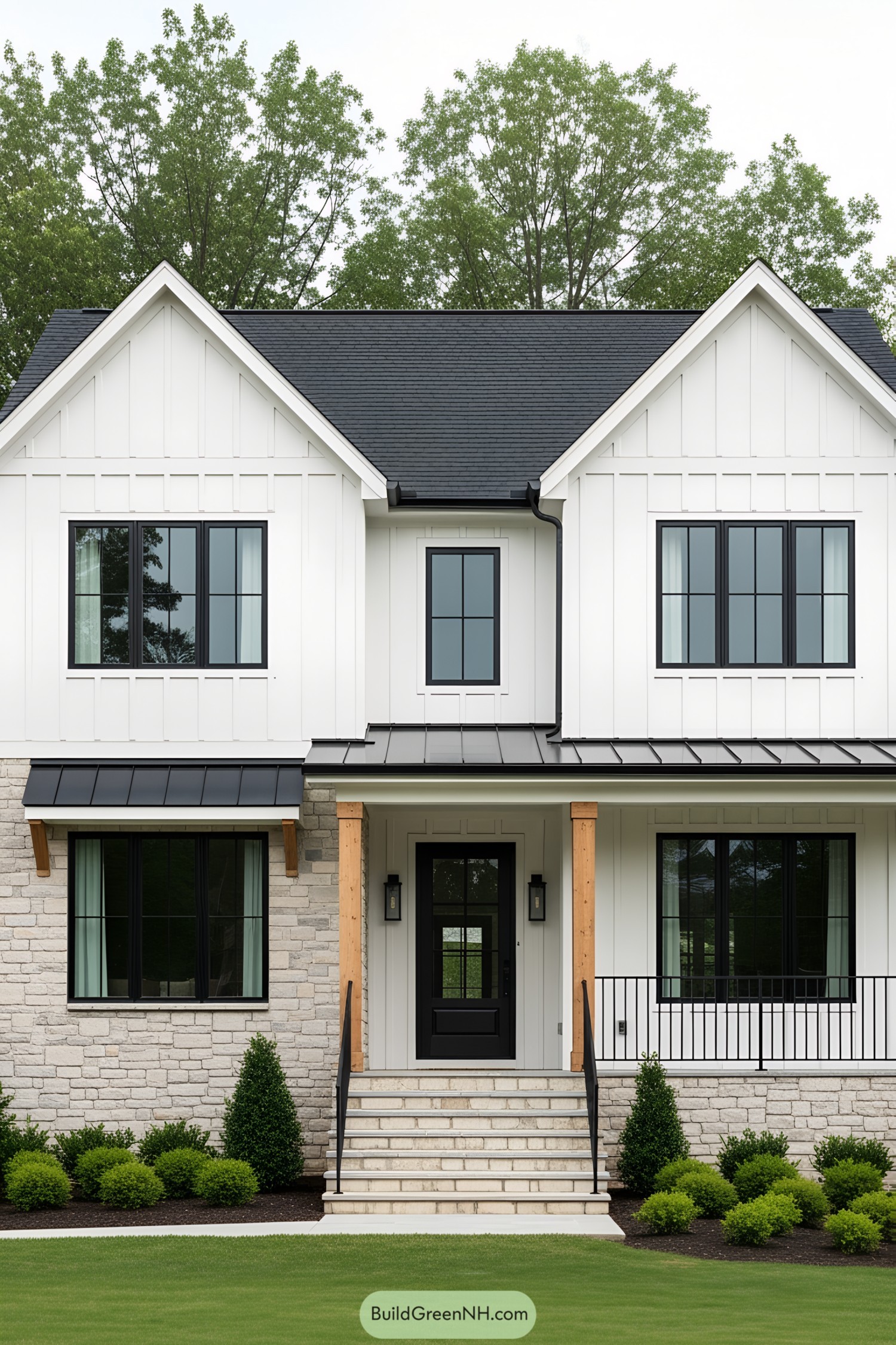 Elegant modern farmhouse with black accents