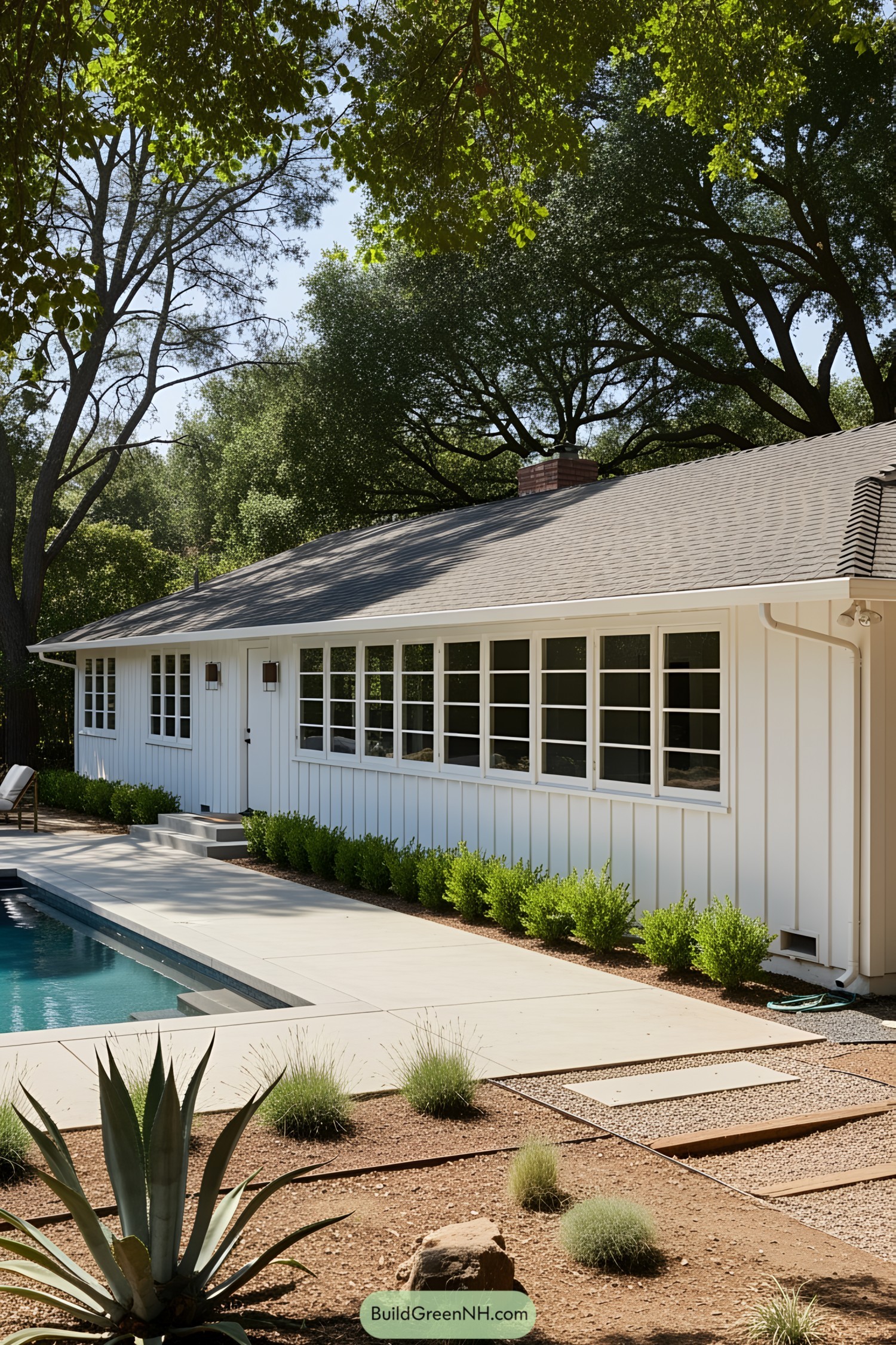 Charming ranch house with poolside view