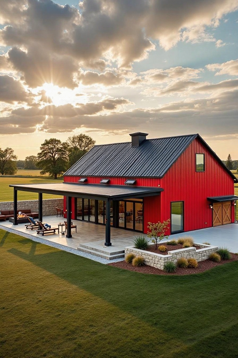 change house color to red with black roof