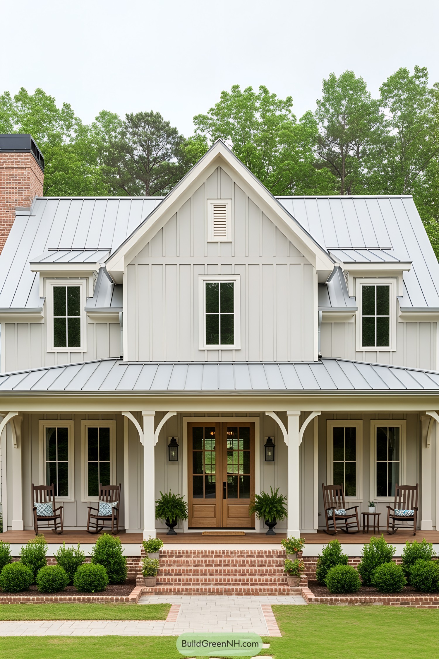 Charming farmhouse with brick steps and front porch