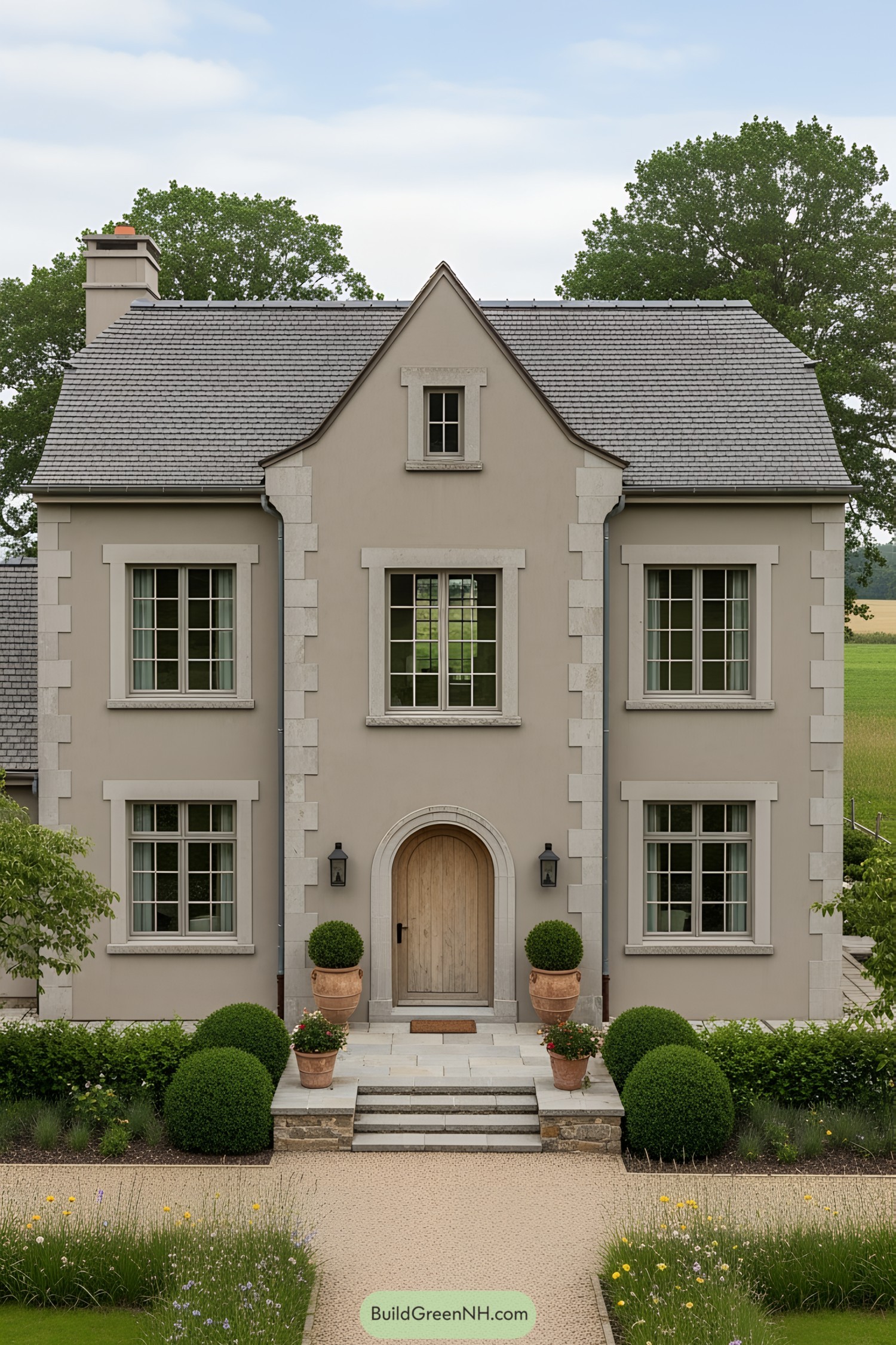 European farmhouse with classic architecture
