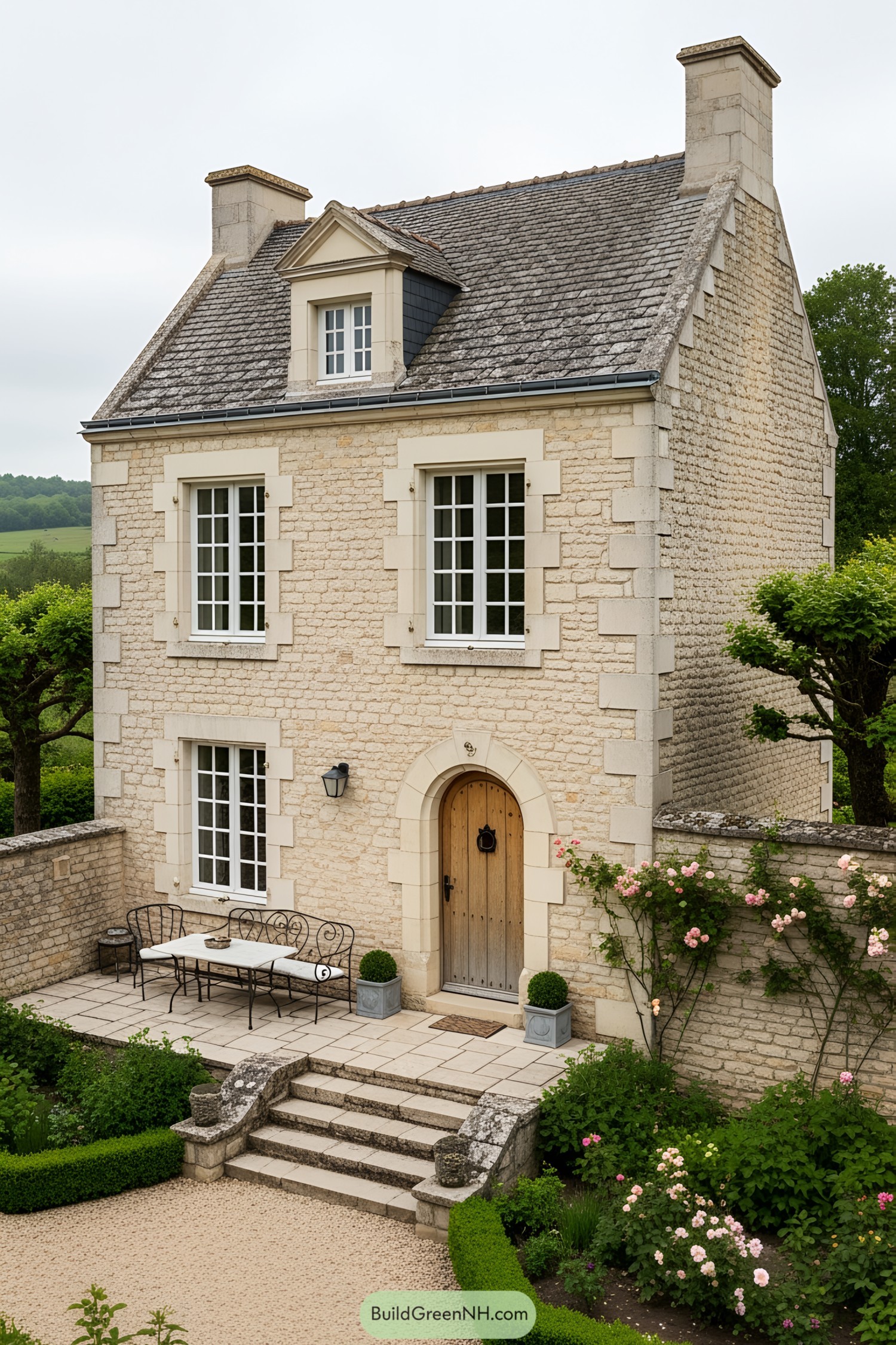 Rustic French stone cottage with garden