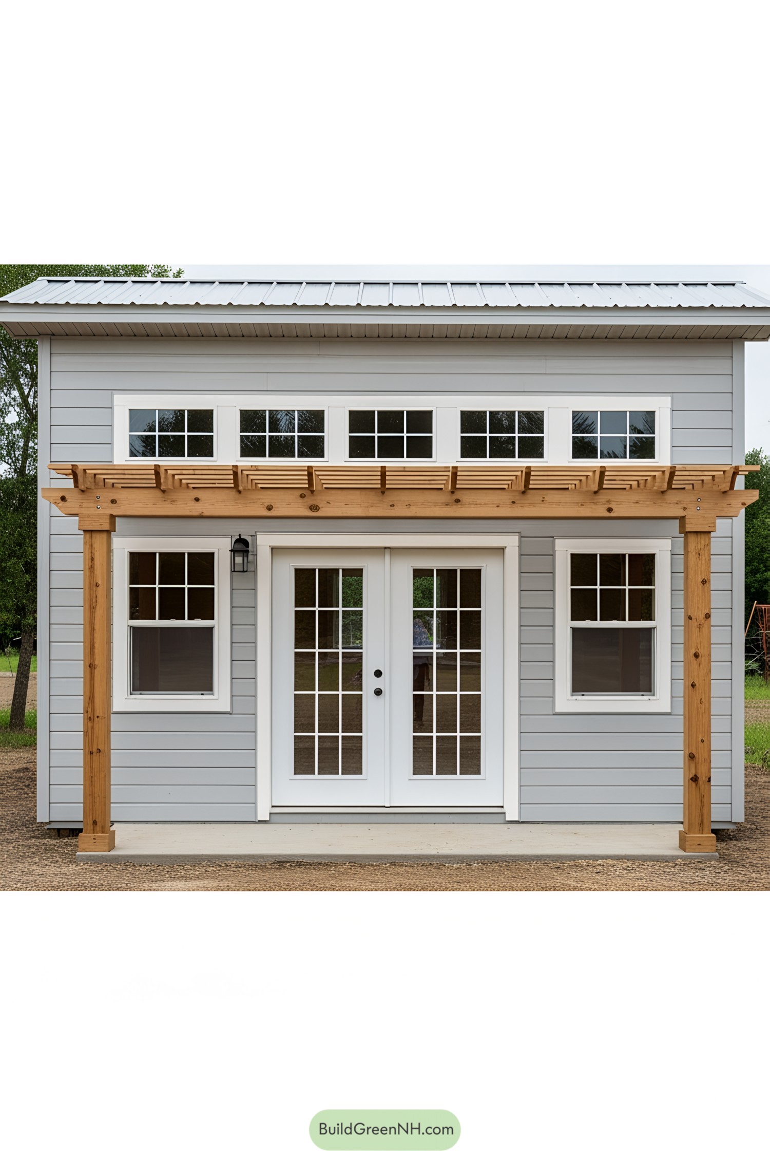 Chic modern shed with wooden accents