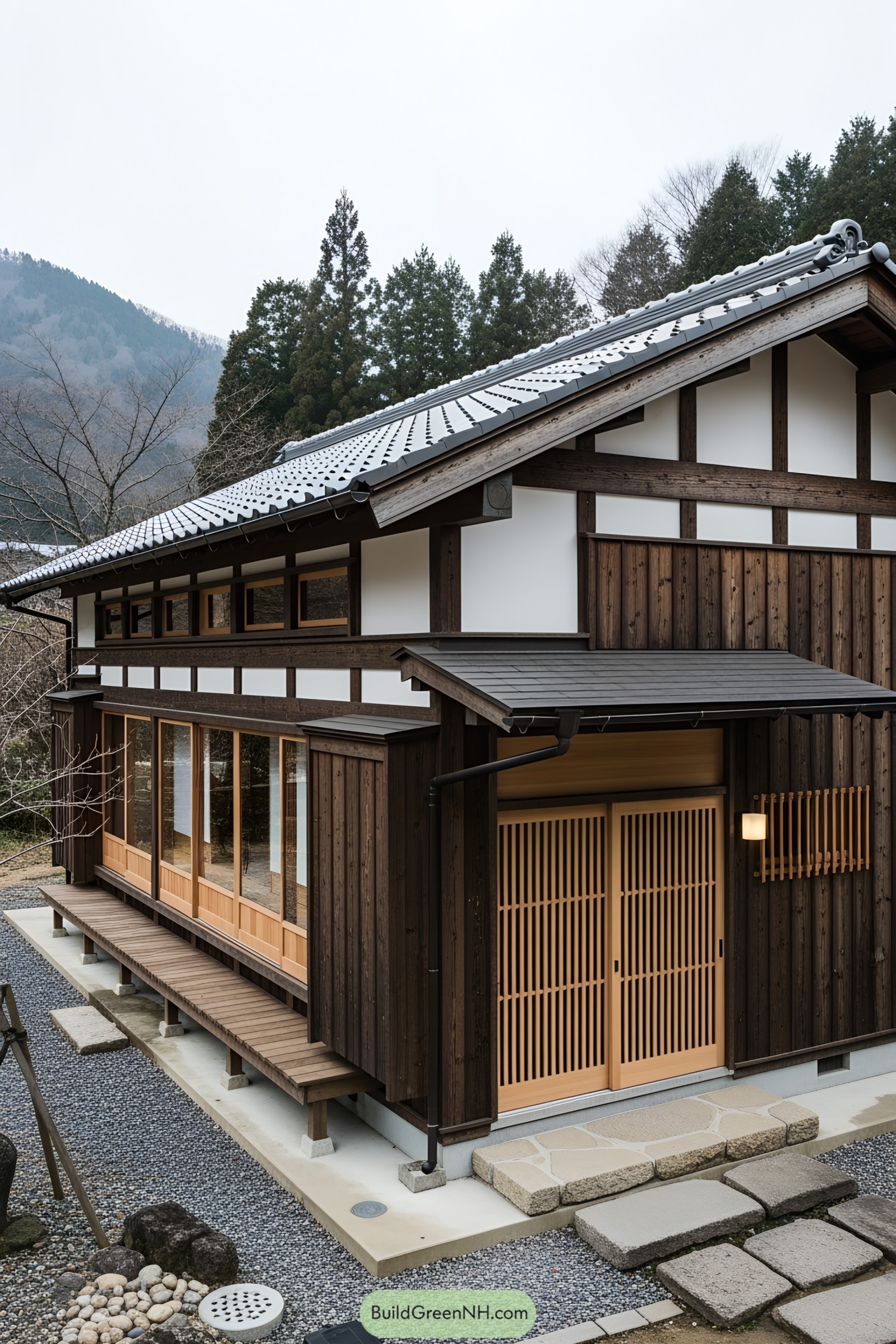 Japanese farmhouse blending modern and traditional styles