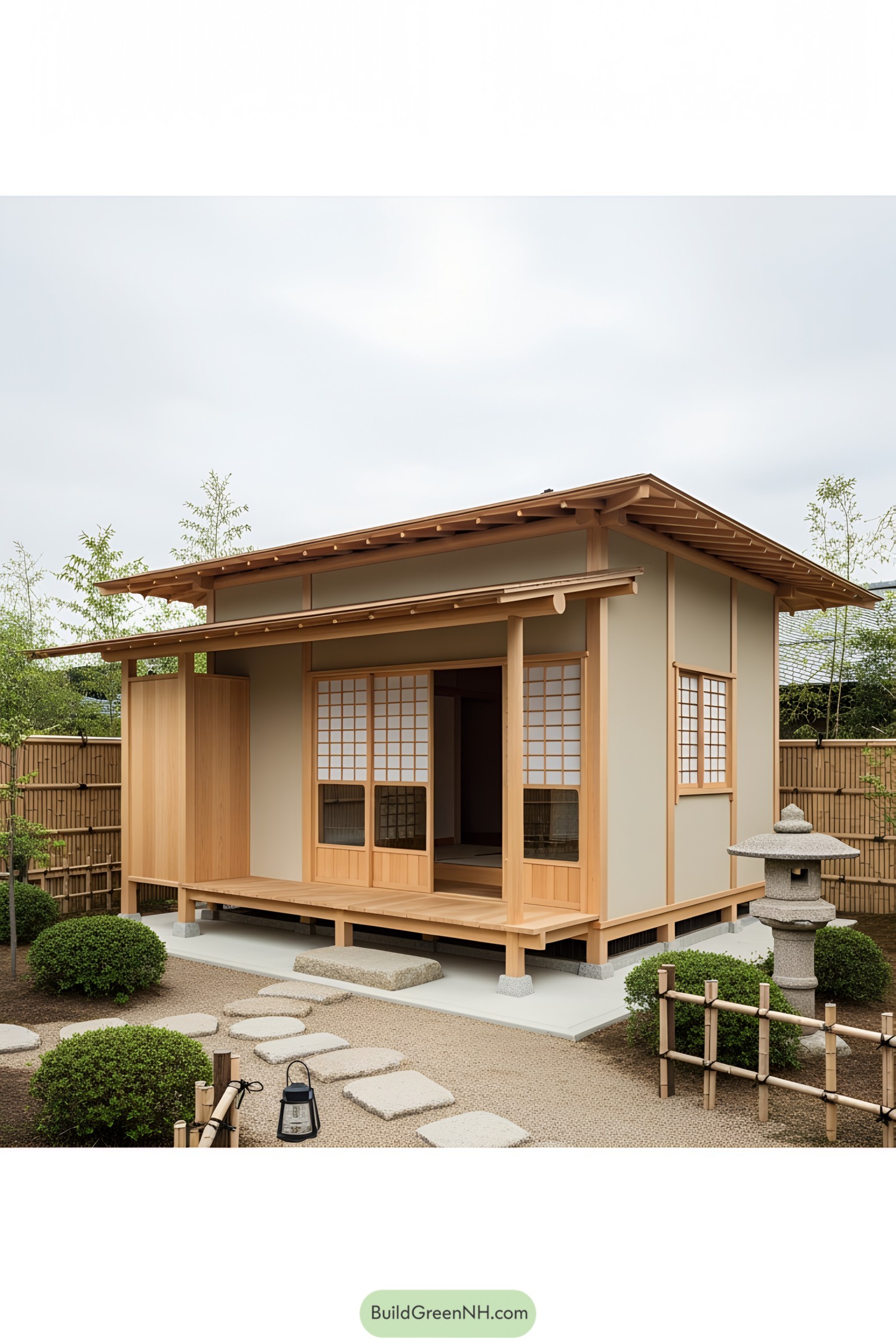 Japanese tea house with wooden architecture