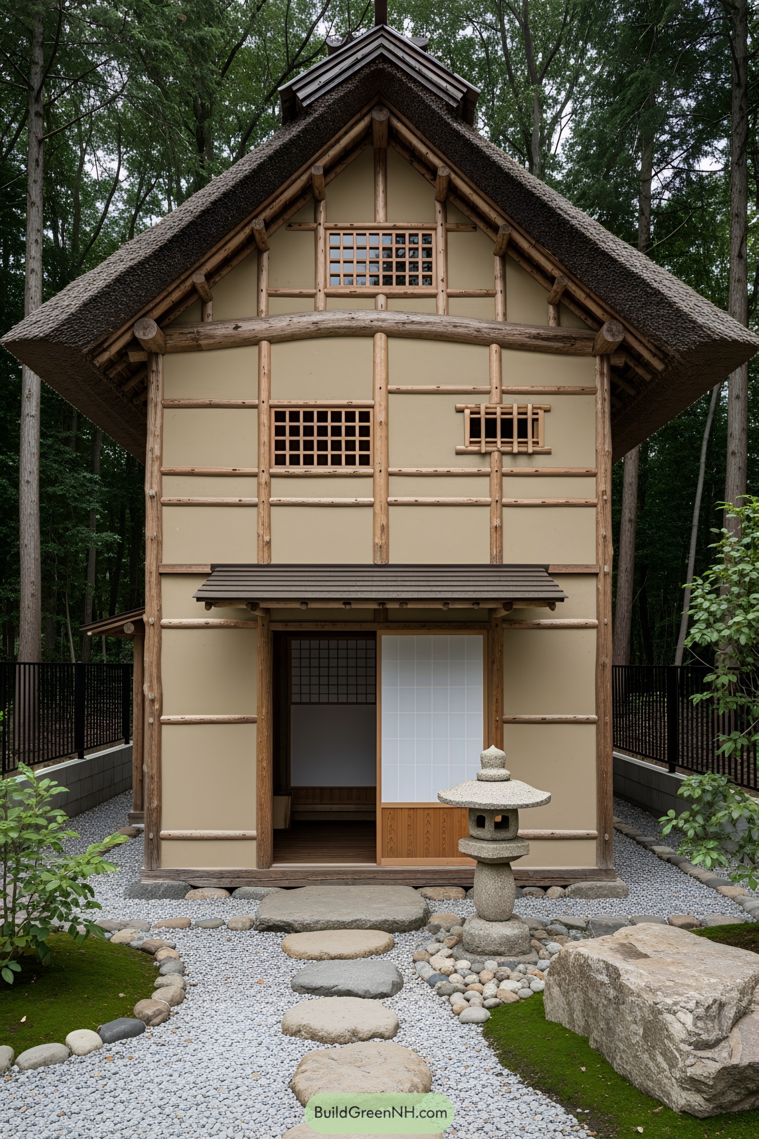 Charming Japanese tea house surrounded by nature