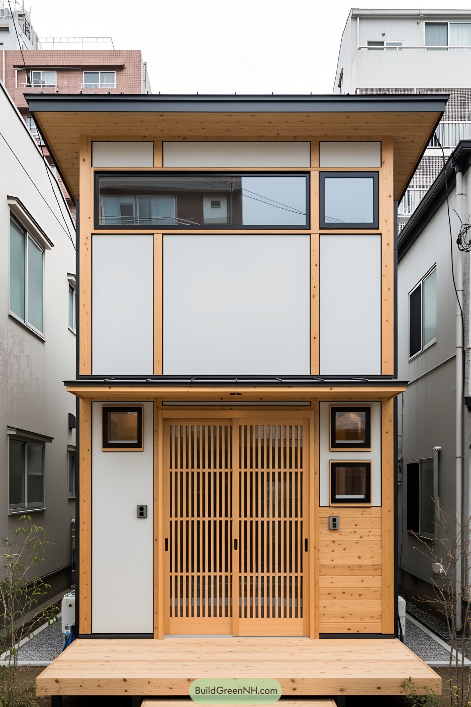 Compact Japanese tiny house with wood accents