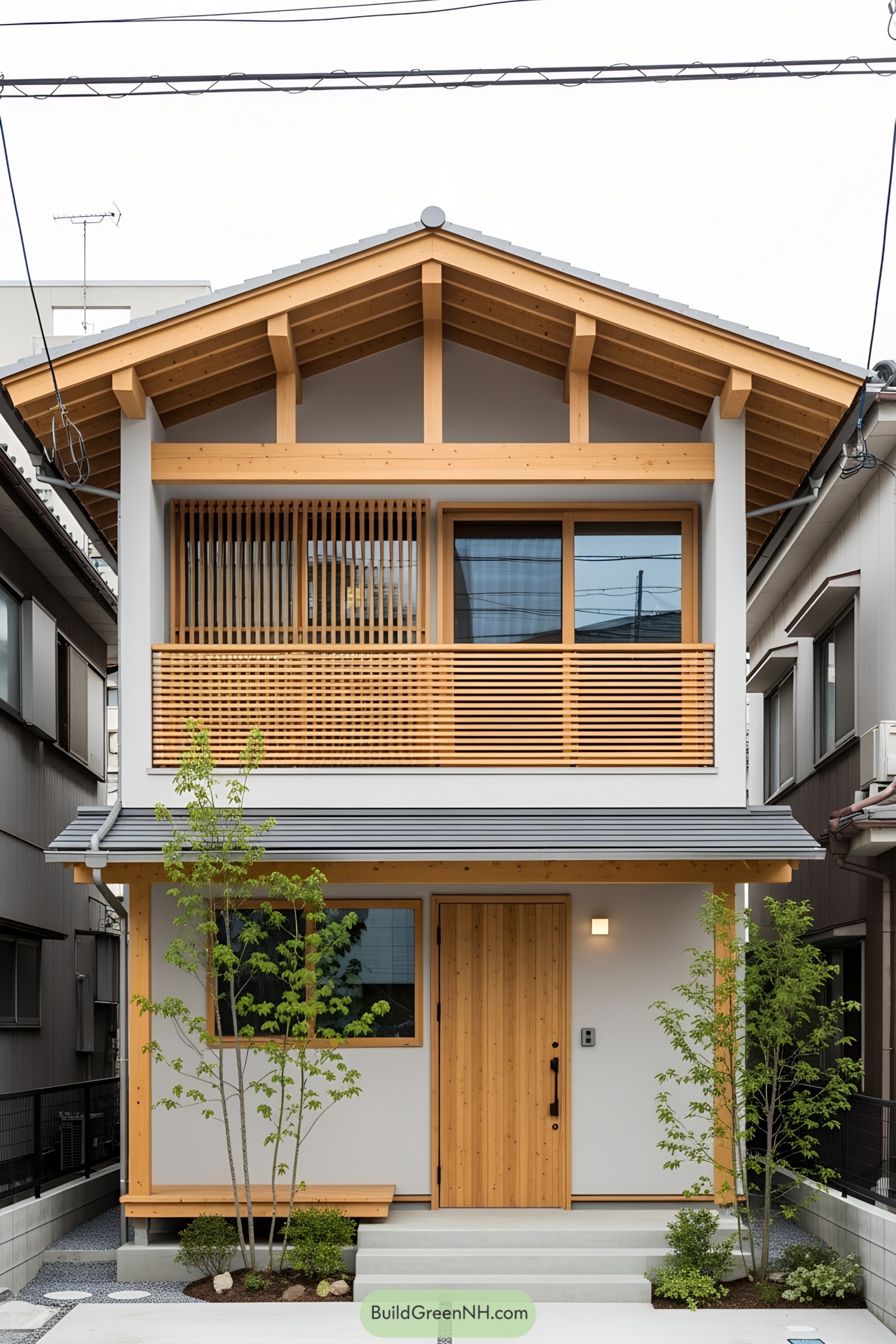 Compact Japanese house with wooden accents and minimalist design