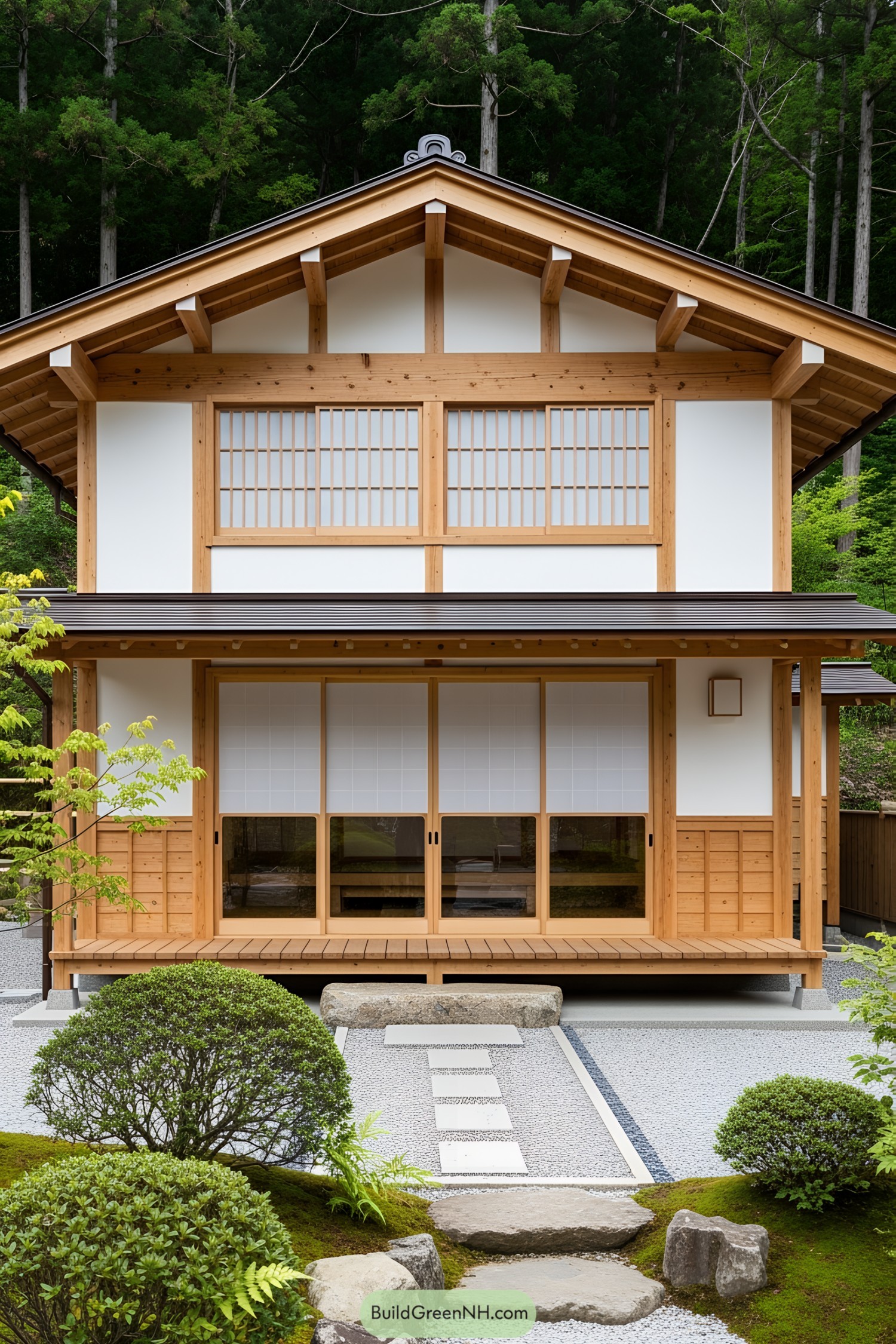 Japanese tiny house with wooden features and serene garden