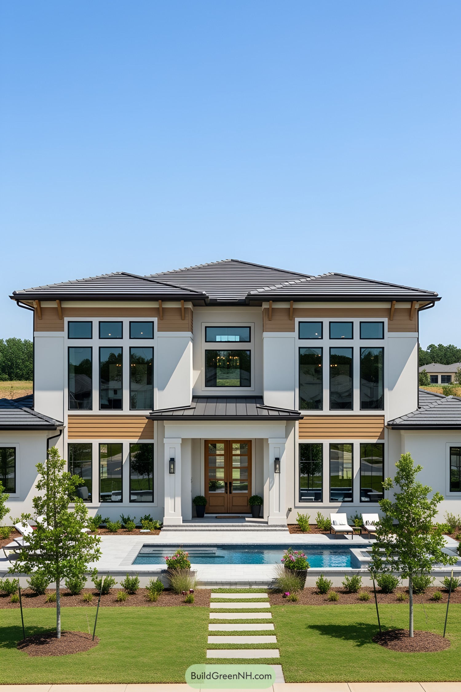 Contemporary L-Shaped Home With Pool