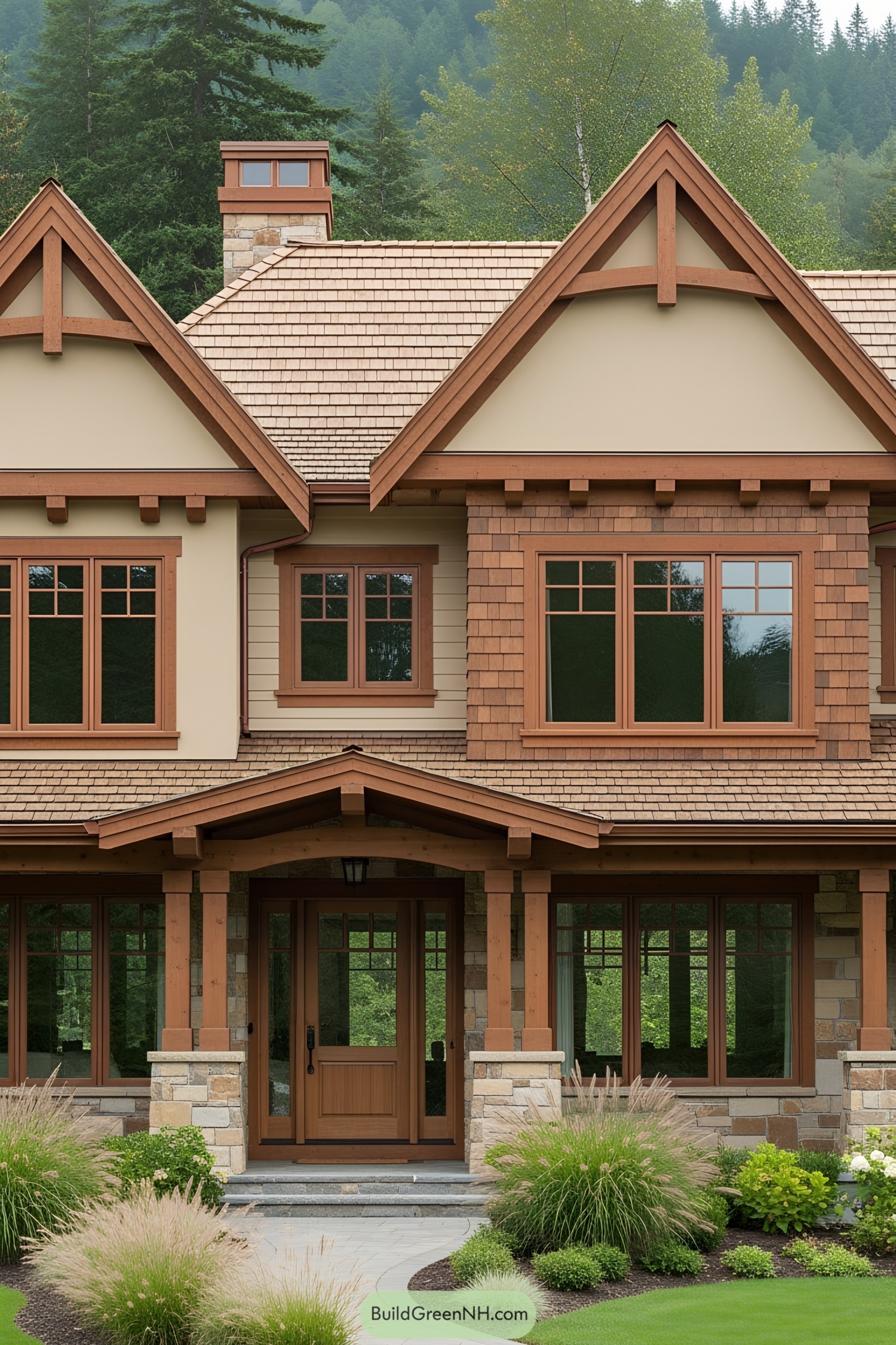 Elegant craftsman home with detailed timber features