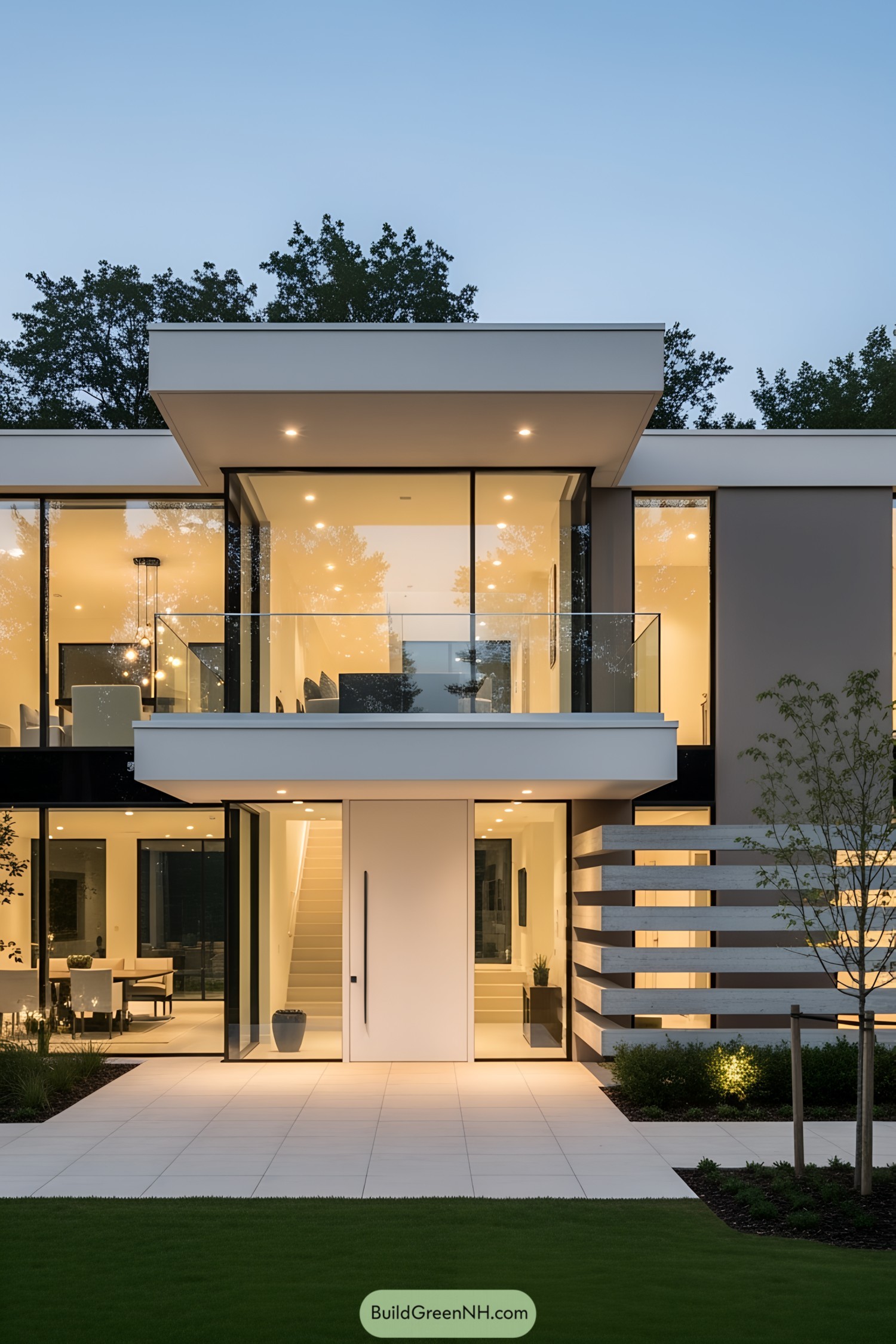 Modern luxury home with large glass walls and sleek design