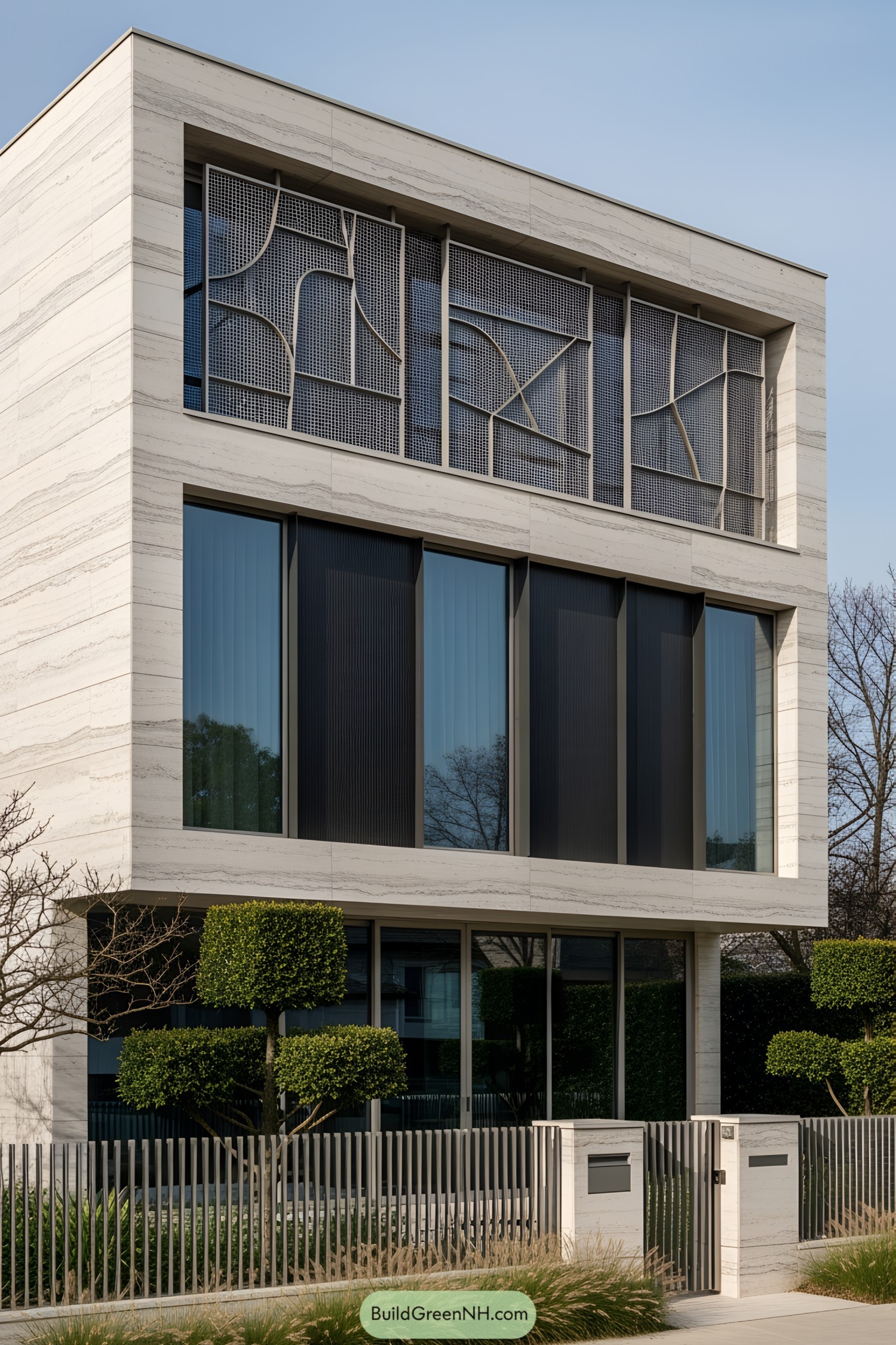 Three-story modern house with a stunning facade