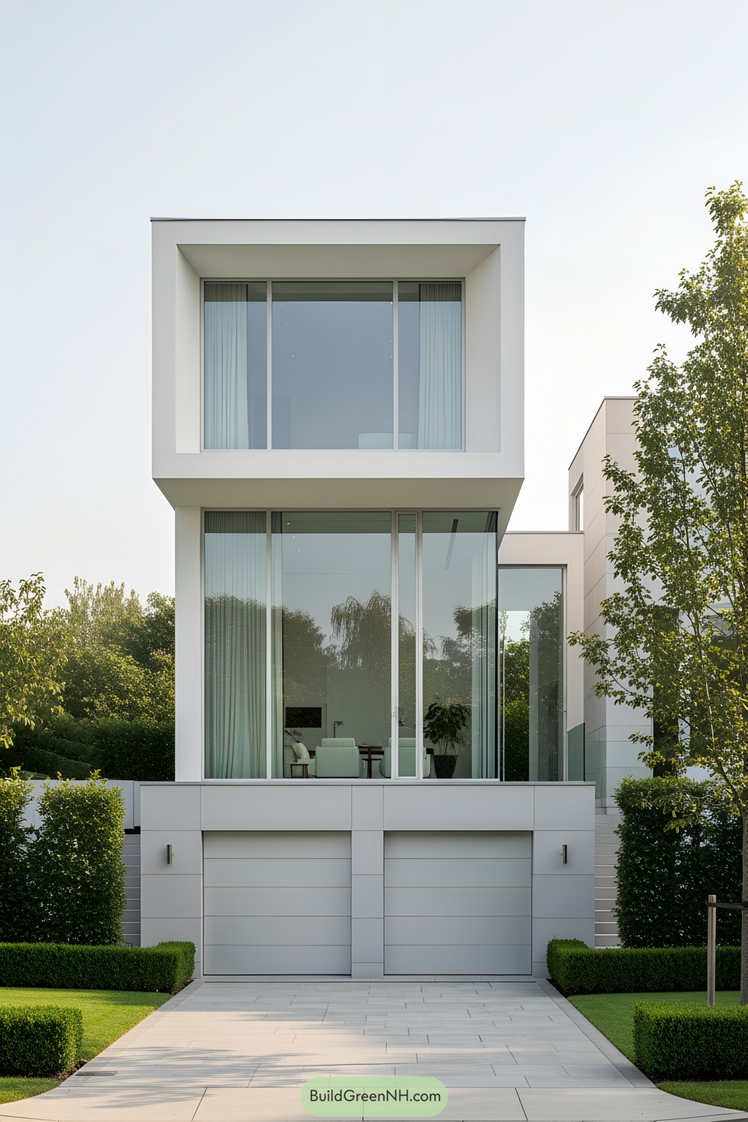 Modern luxury house with large glass windows