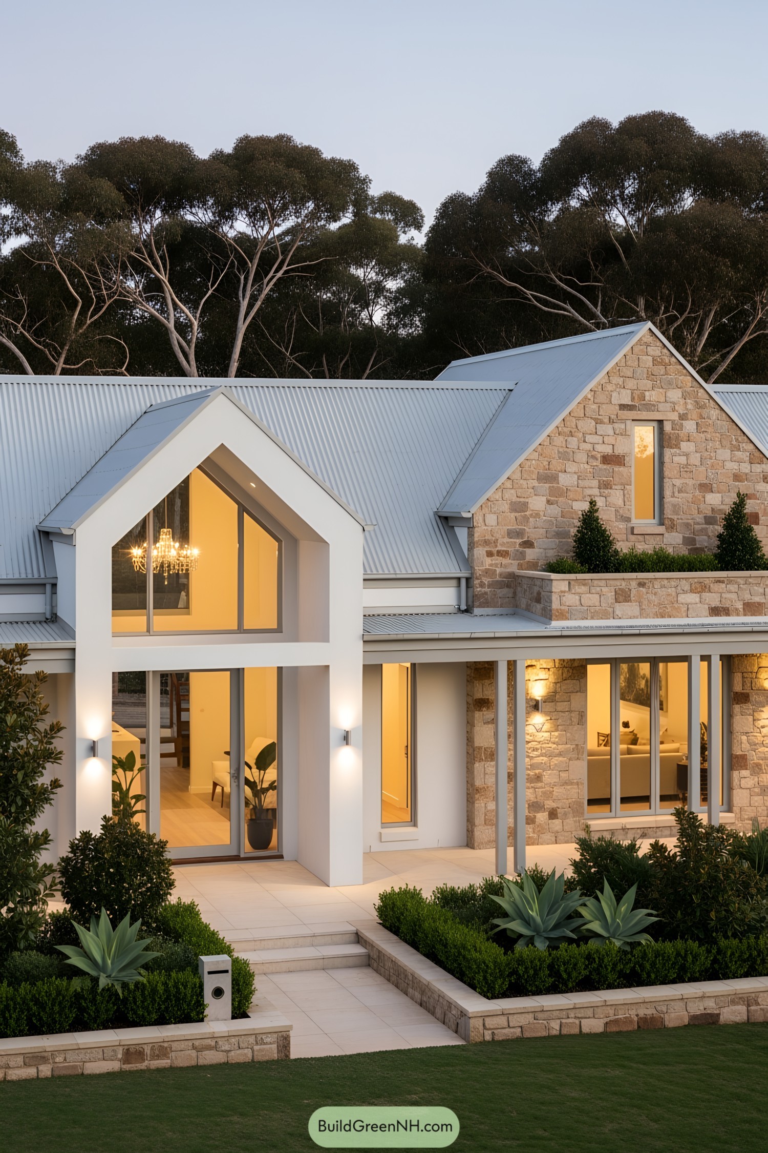 Modern Australian farmhouse with stone and metalwork