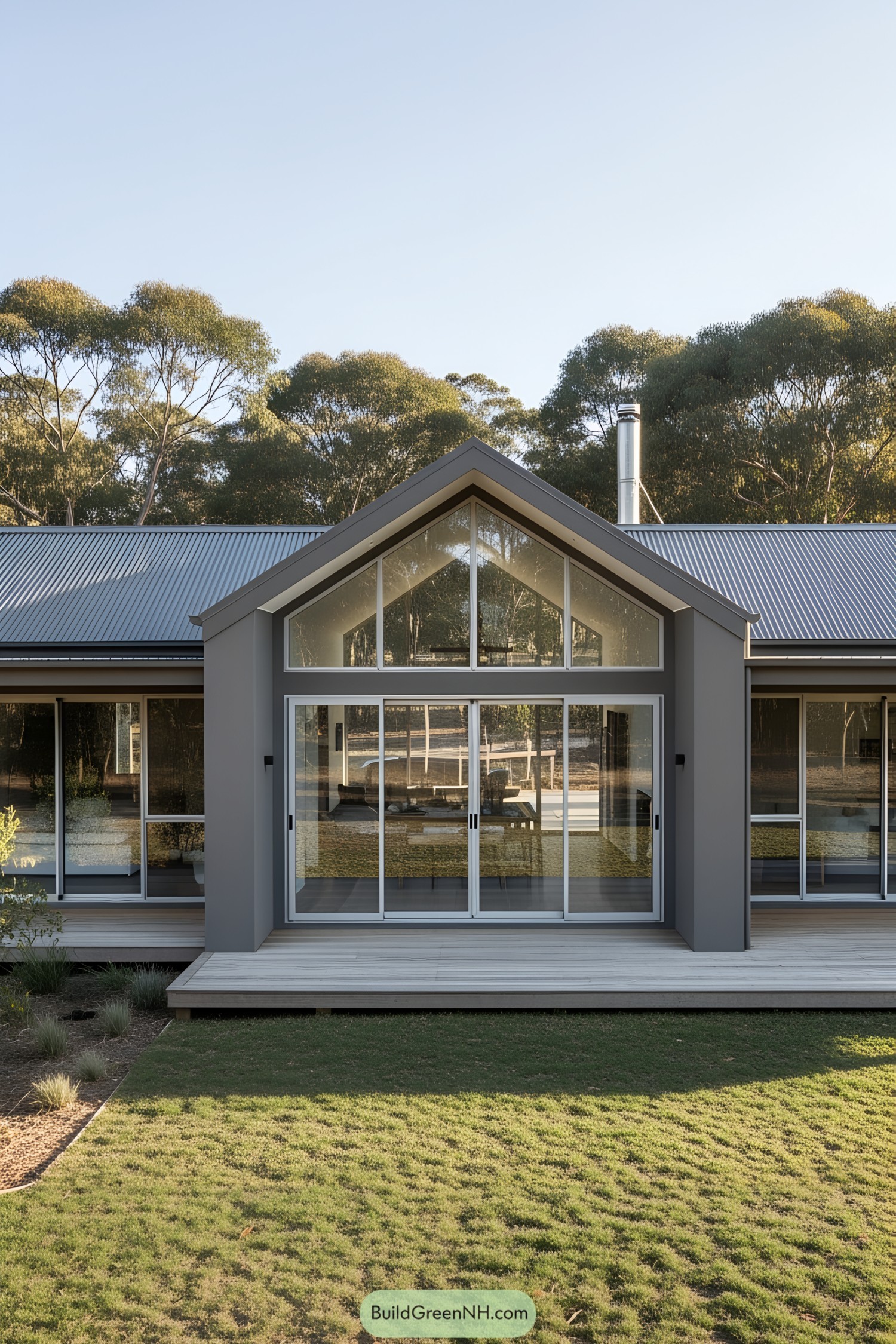 Modern Australian farmhouse with large glass windows