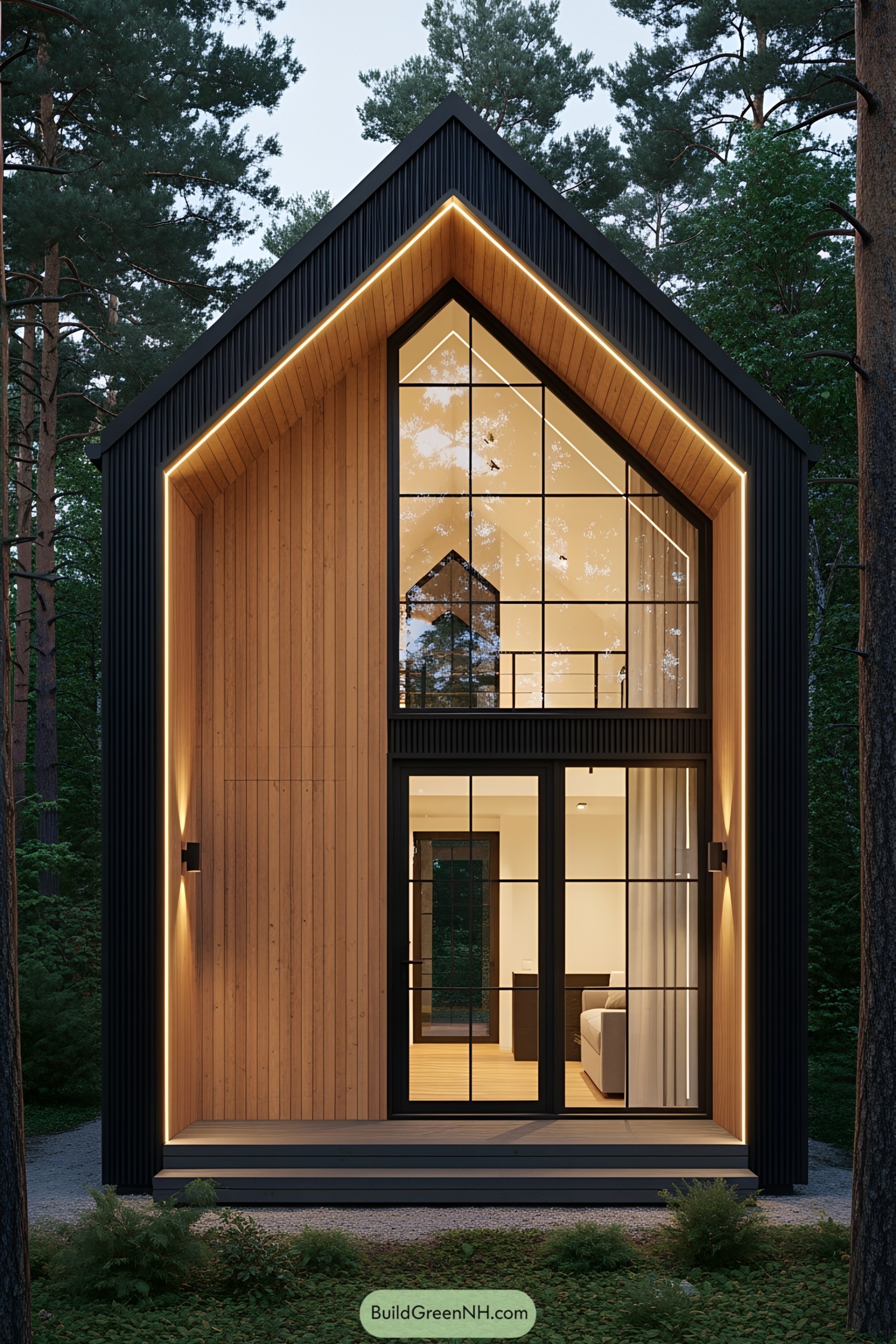 Modern micro cabin with large glass facade