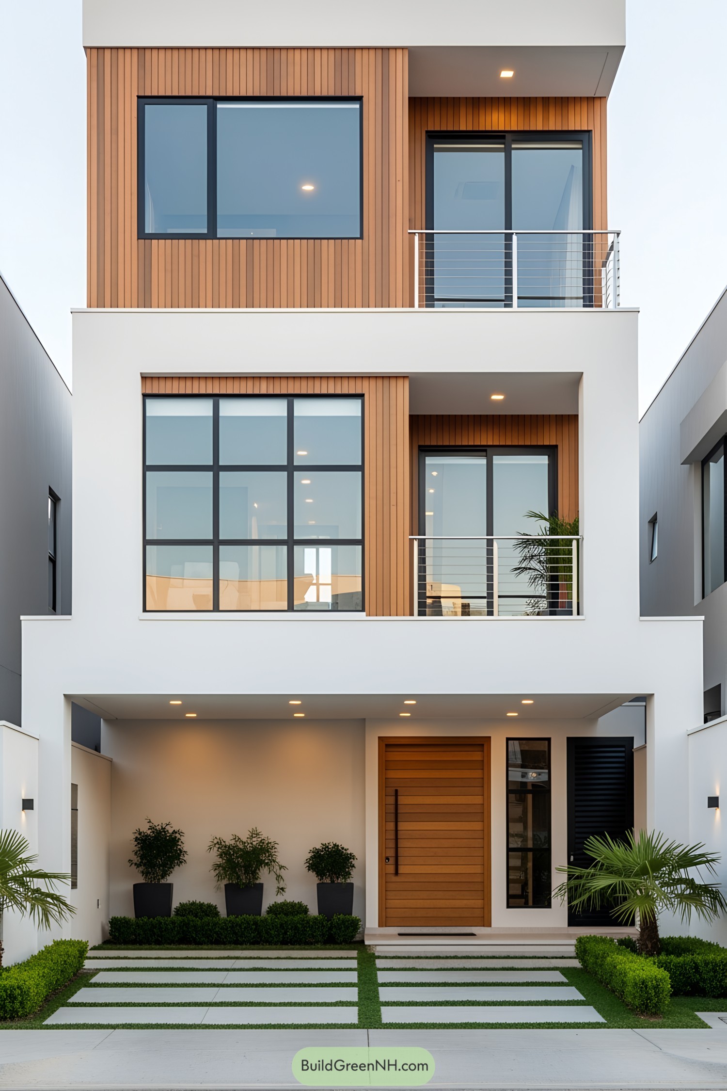 Modern small house with wood and glass accents
