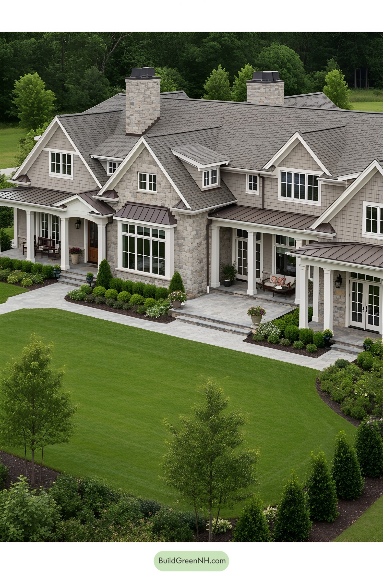 Large traditional house with a well-manicured lawn