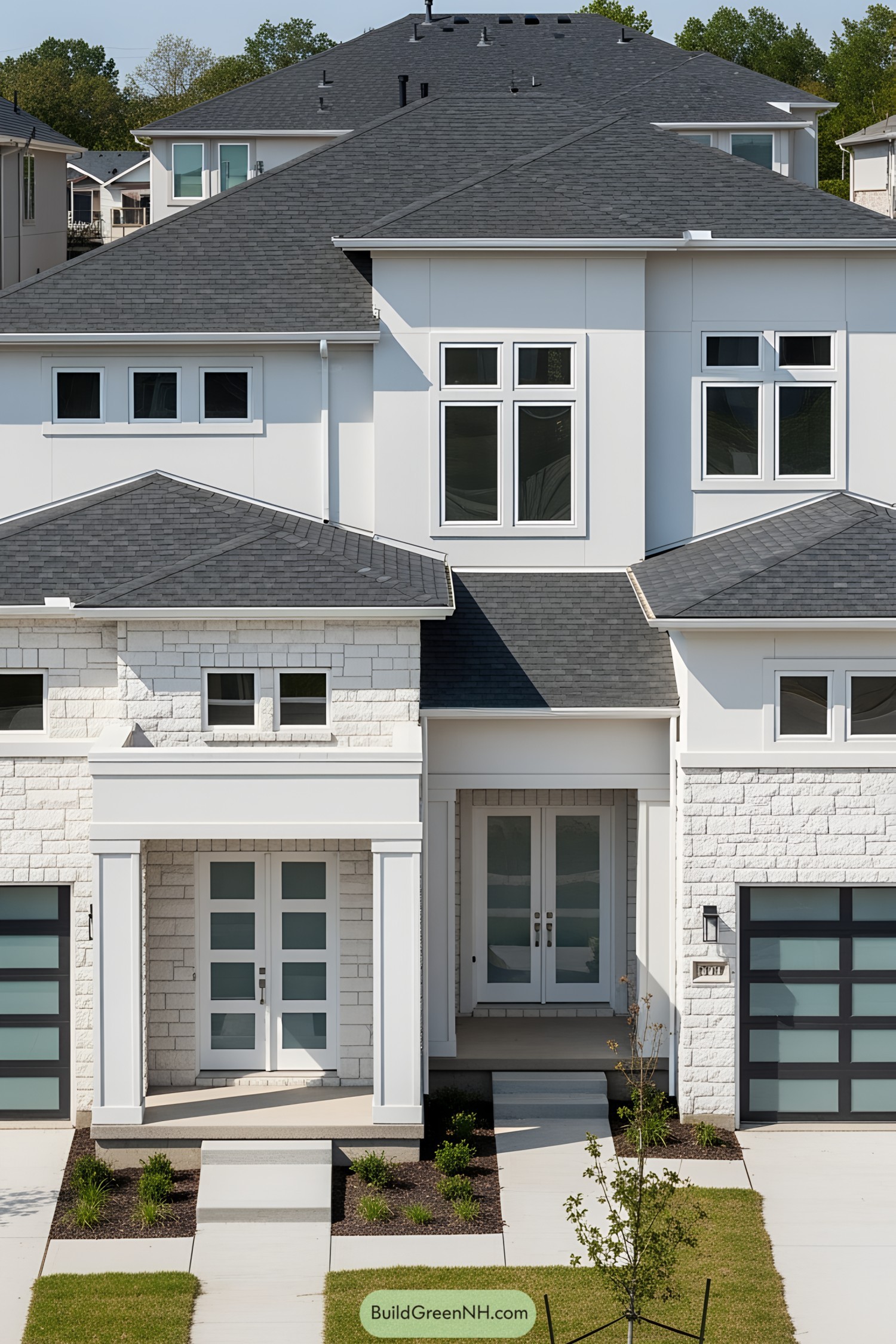 Modern house with multiple entrances and stylish design