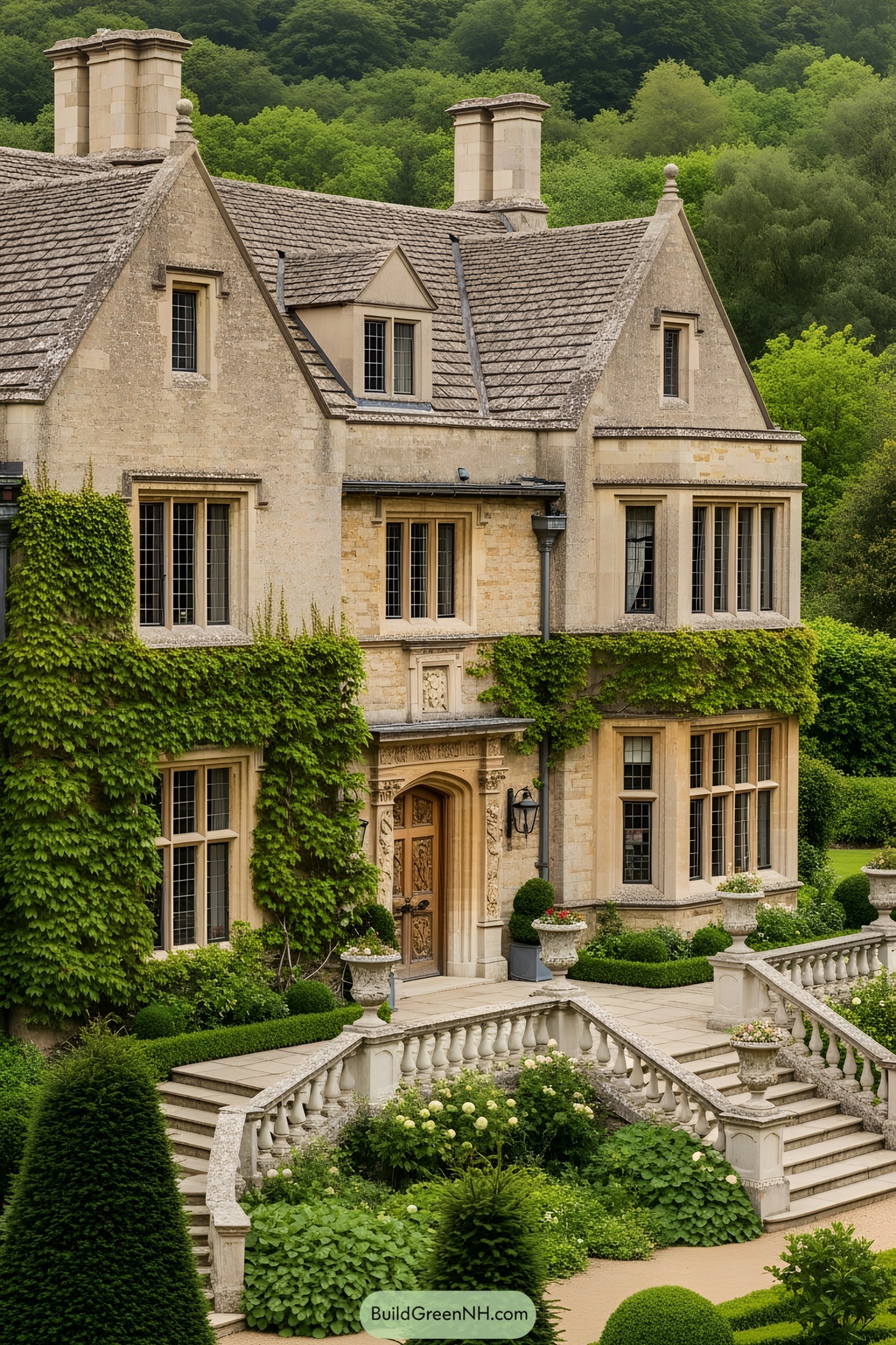 Charming old-world cottage with ivy-draped facade