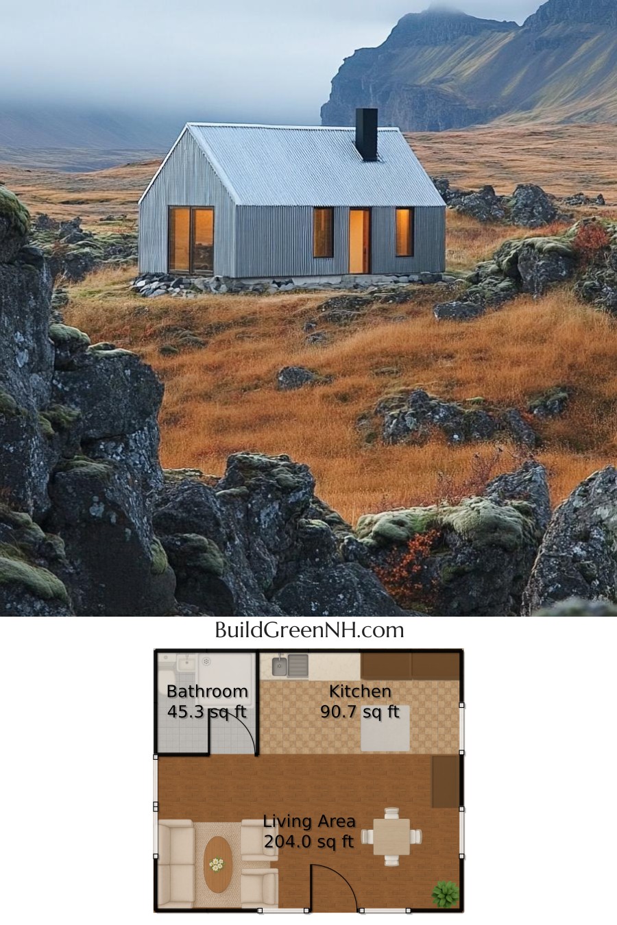 Enchanted Metal Hut on a Rocky Plain: Small Cabin Floor Plans