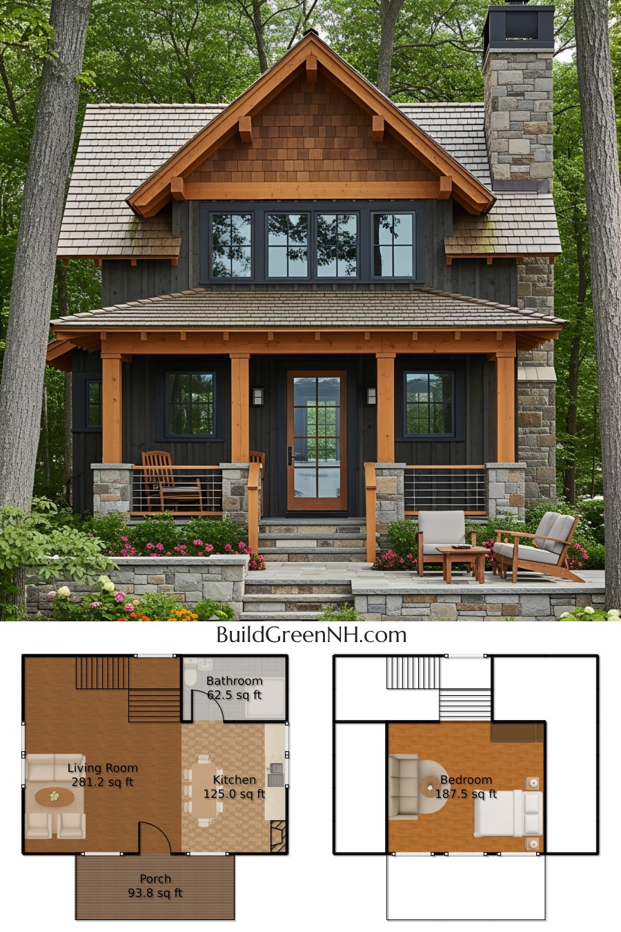 Quaint Stone-N-Wood Sanctuary on the Shore Floor Plan