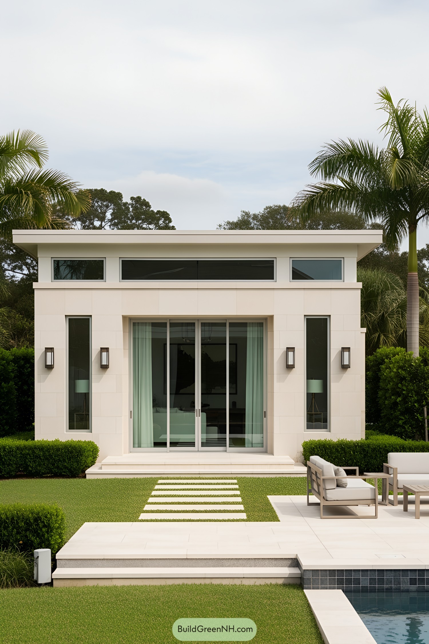Modern small pool house with sleek design