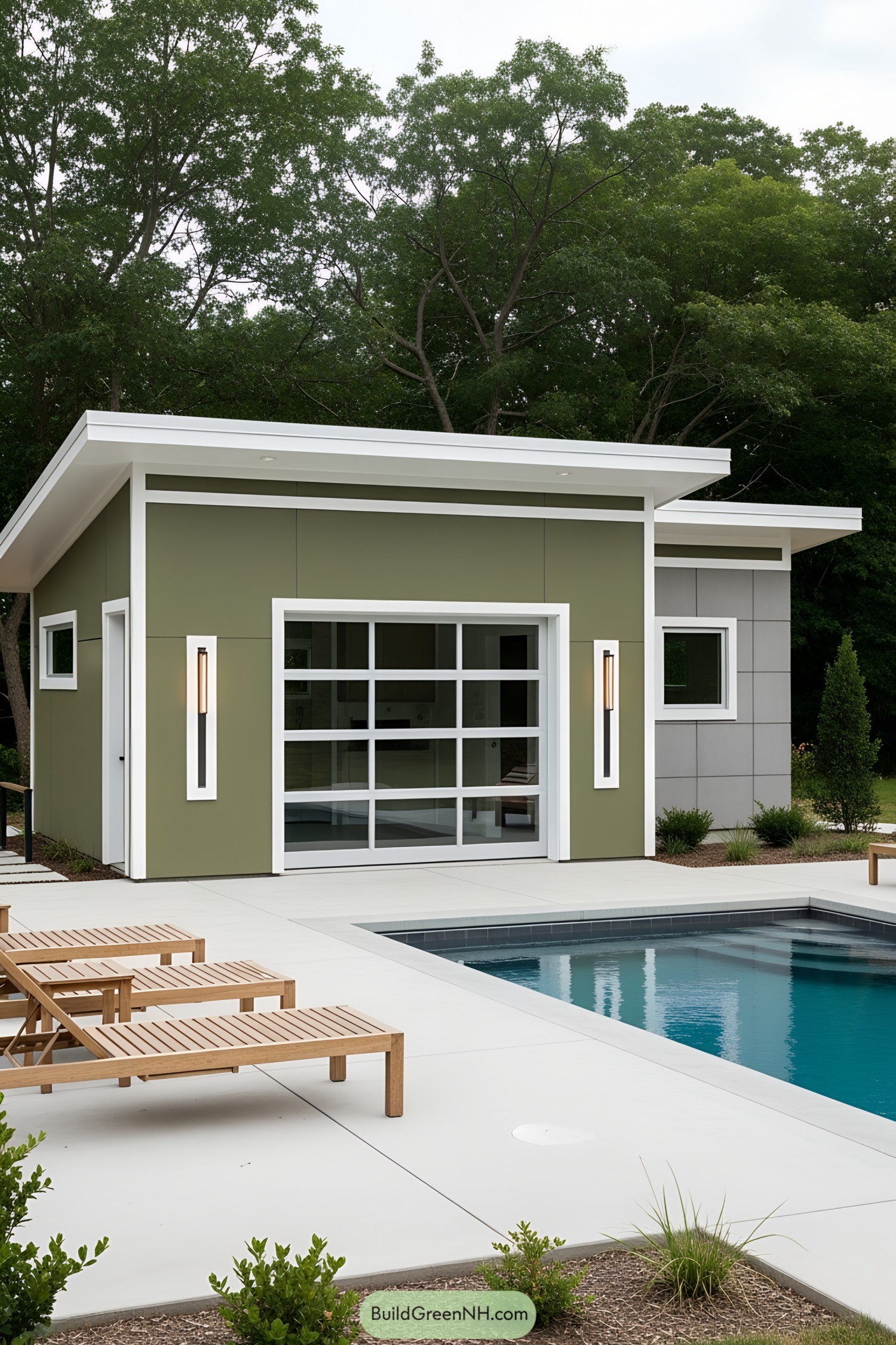 Contemporary pool house with sleek design