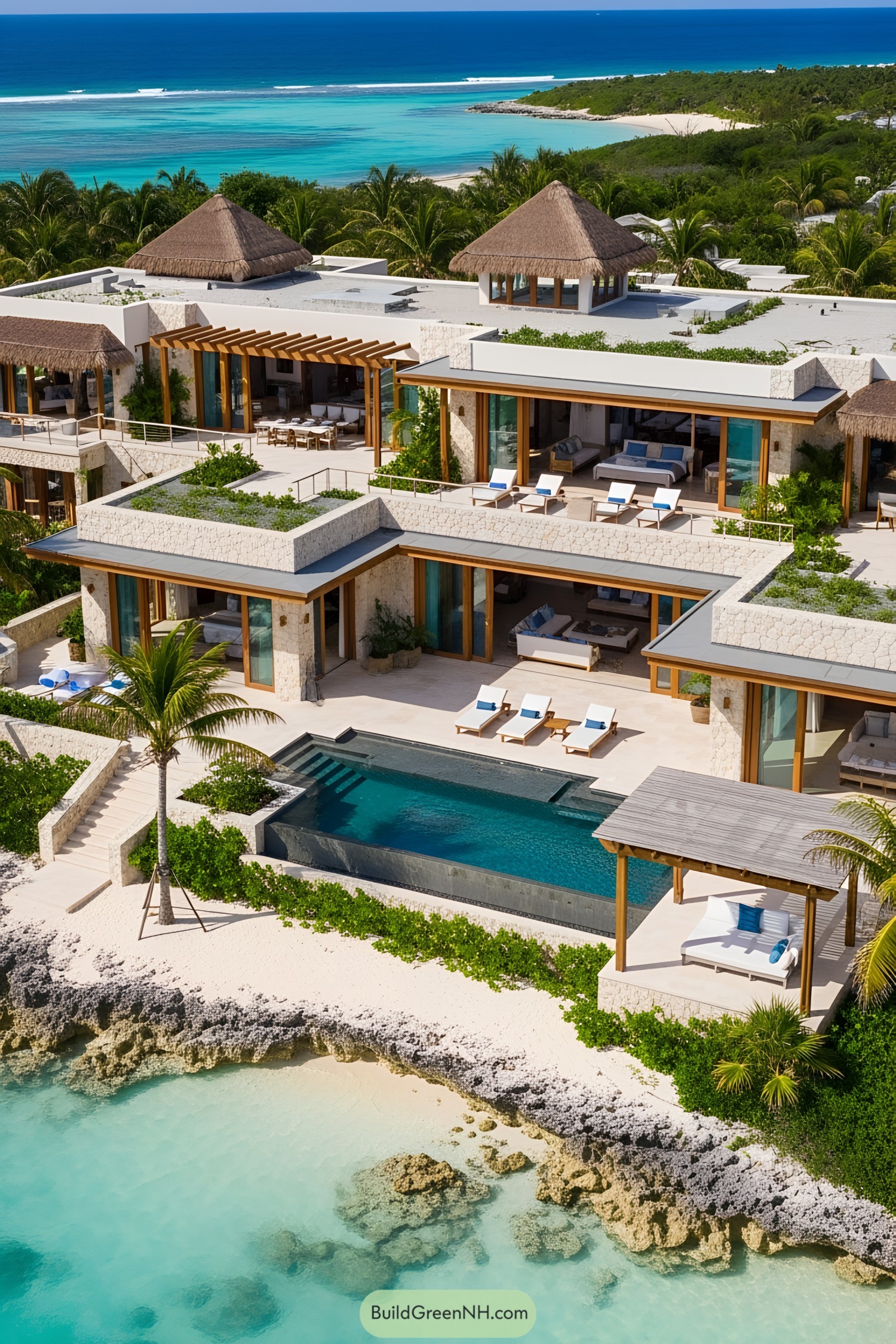 Luxurious beachfront mansion with infinity pool