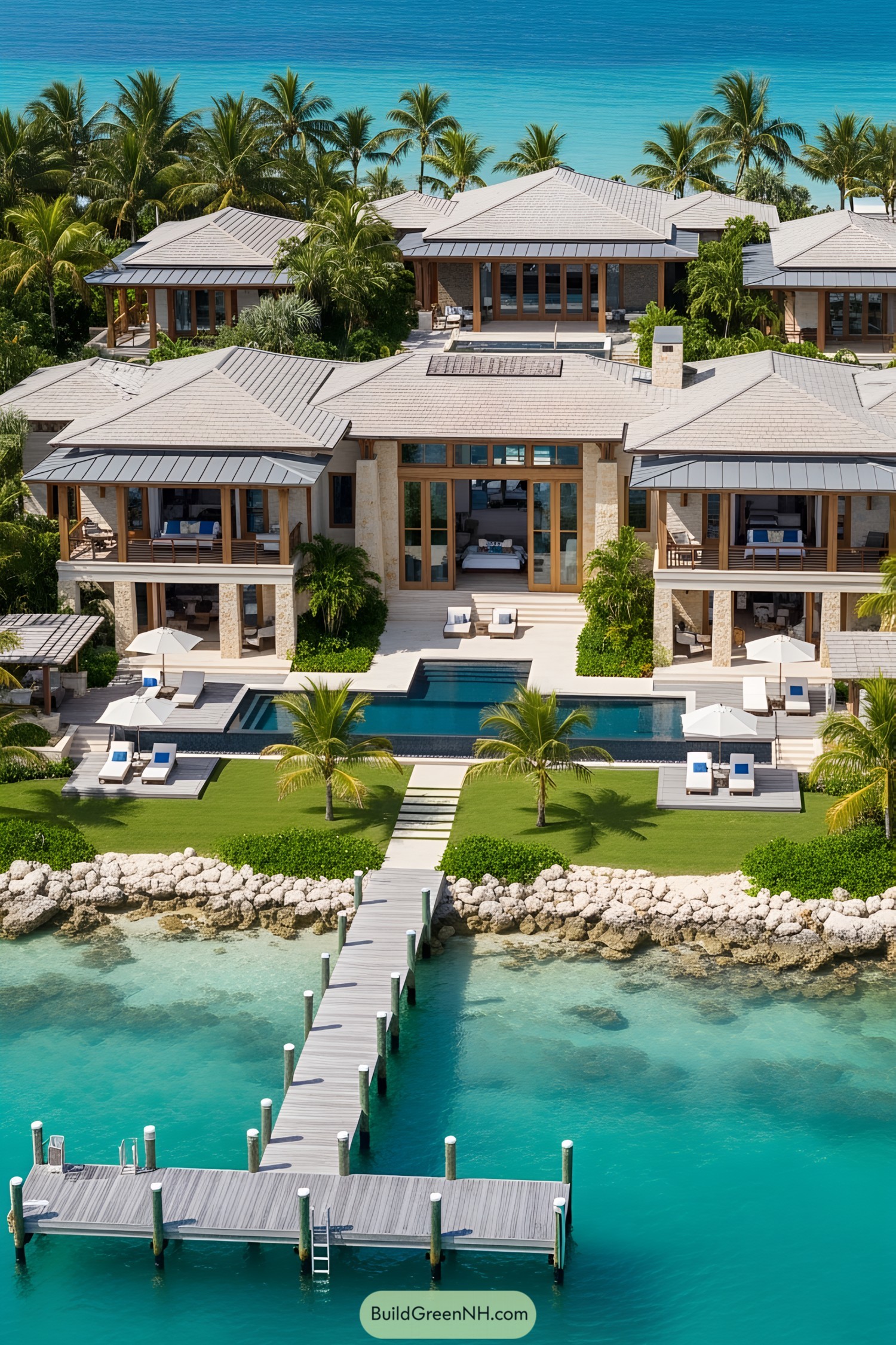 Luxurious island mansion with private pier