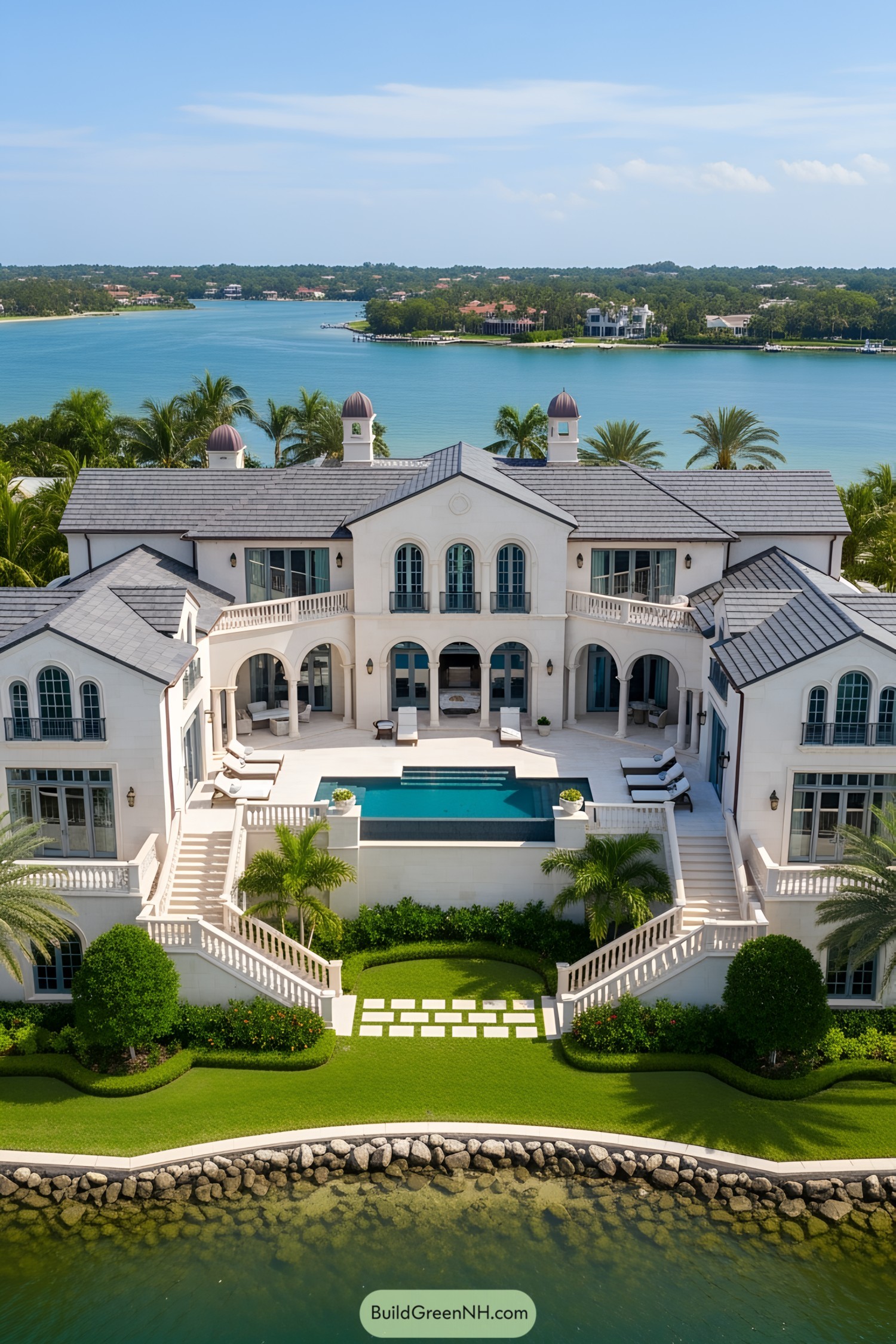Luxury mansion with a pool, overlooking the ocean