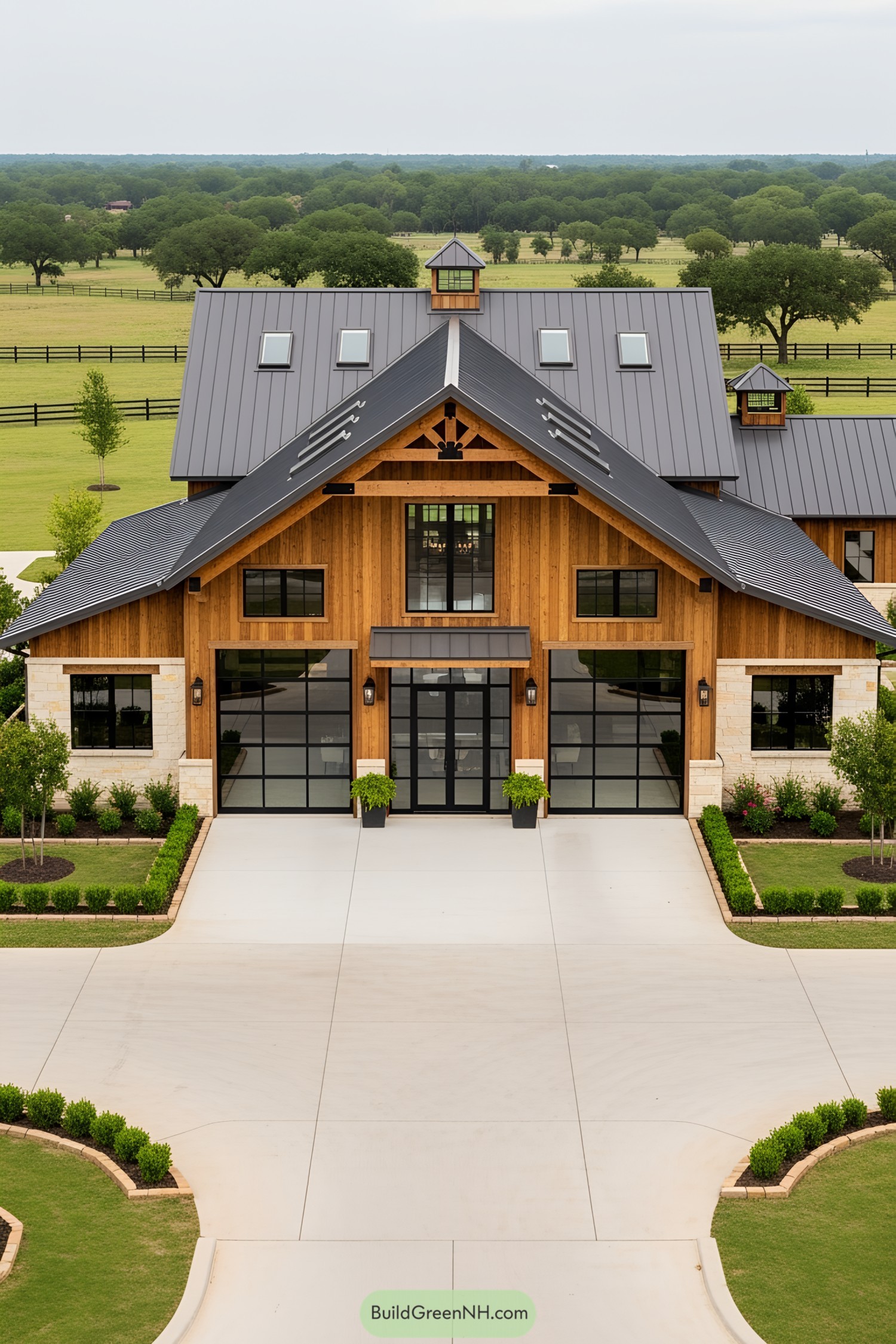 Spacious barndominium with a sleek exterior