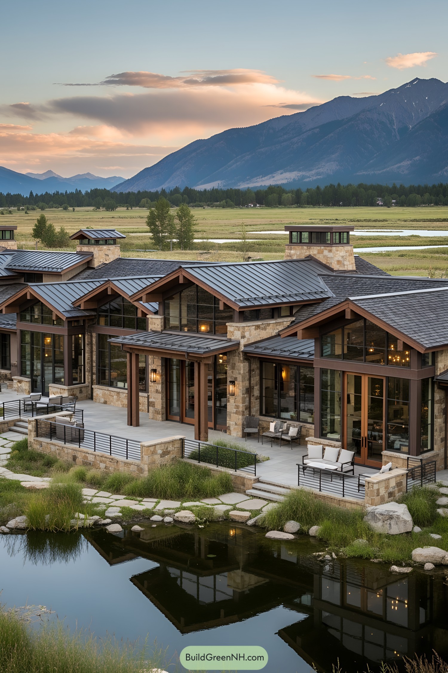 Luxurious ranch mansion with mountain view