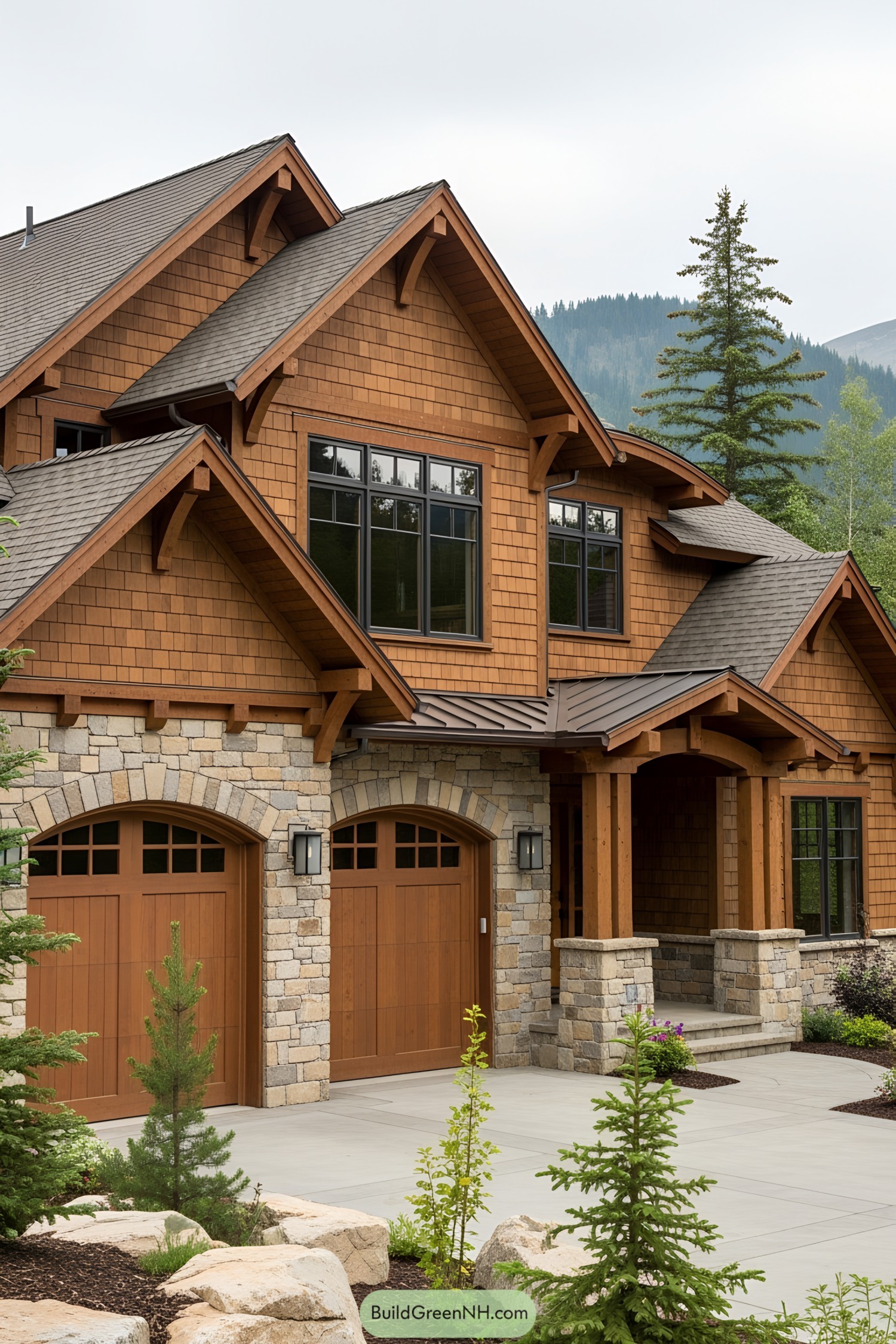Charming craftsman house with timber and stone accents