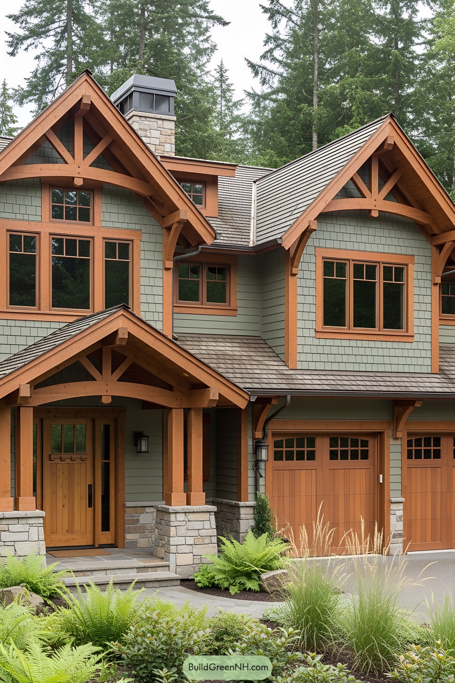Charming craftsman-style house surrounded by lush greenery