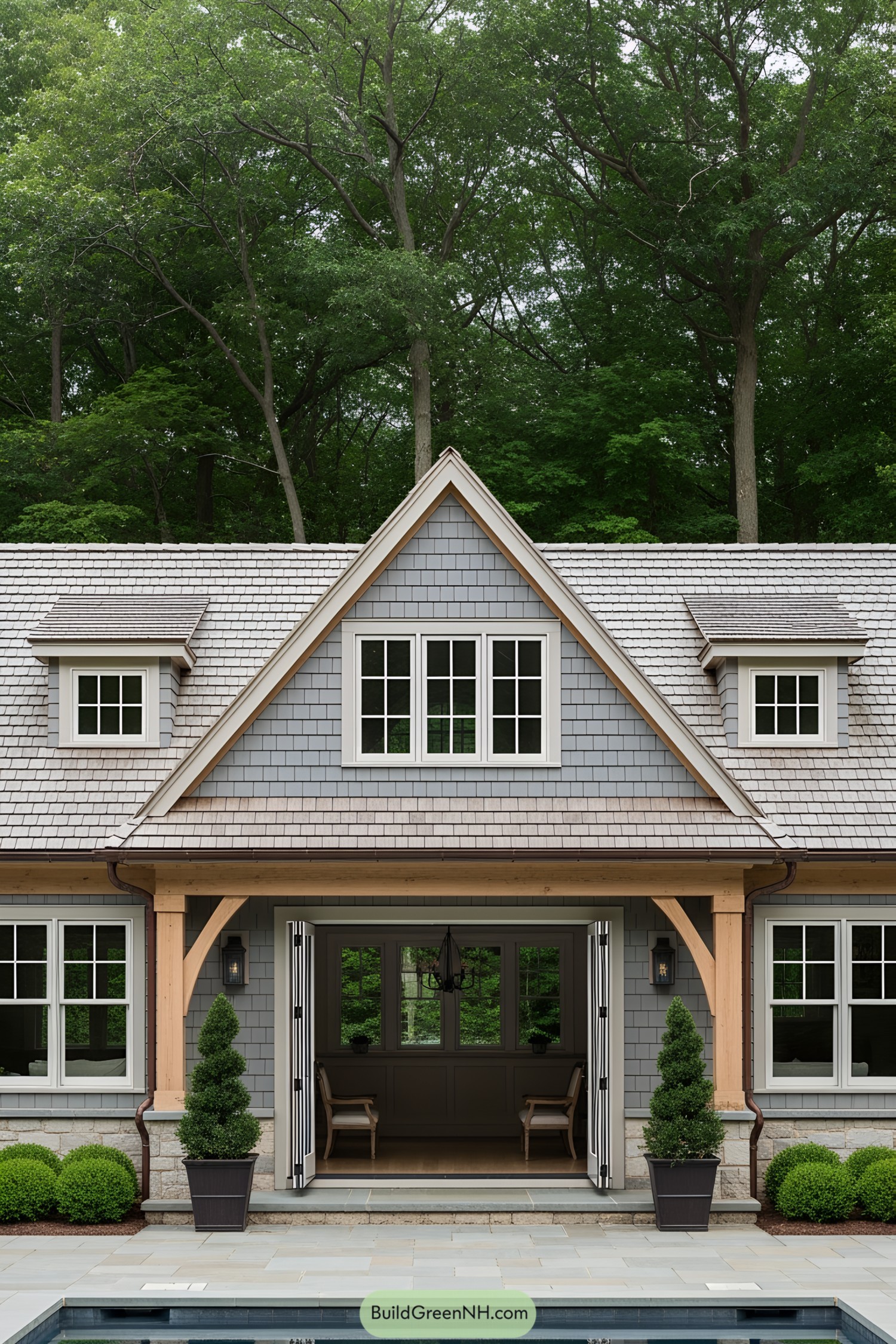 Charming poolside house with rustic accents