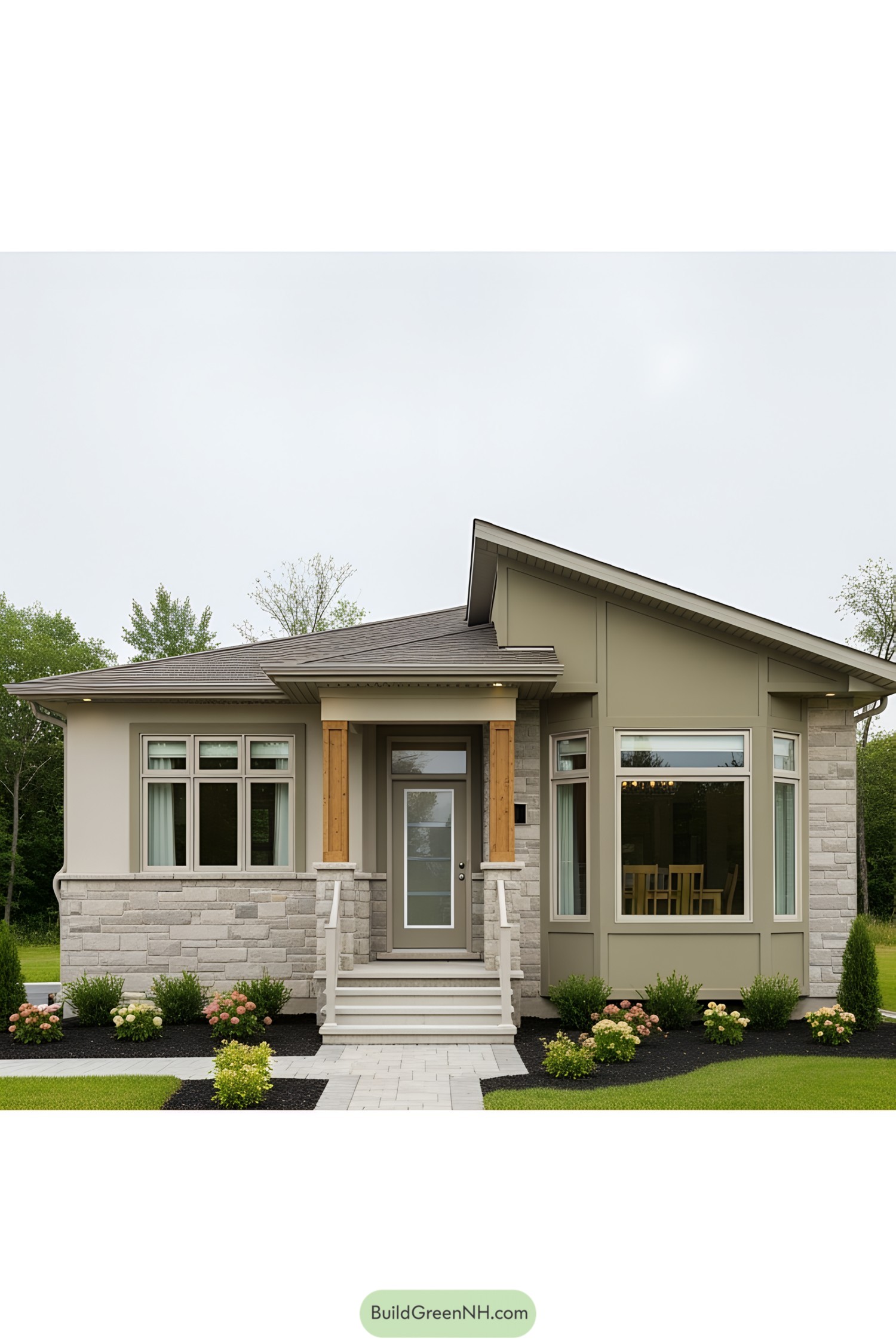 Charming single-story house with stone facade