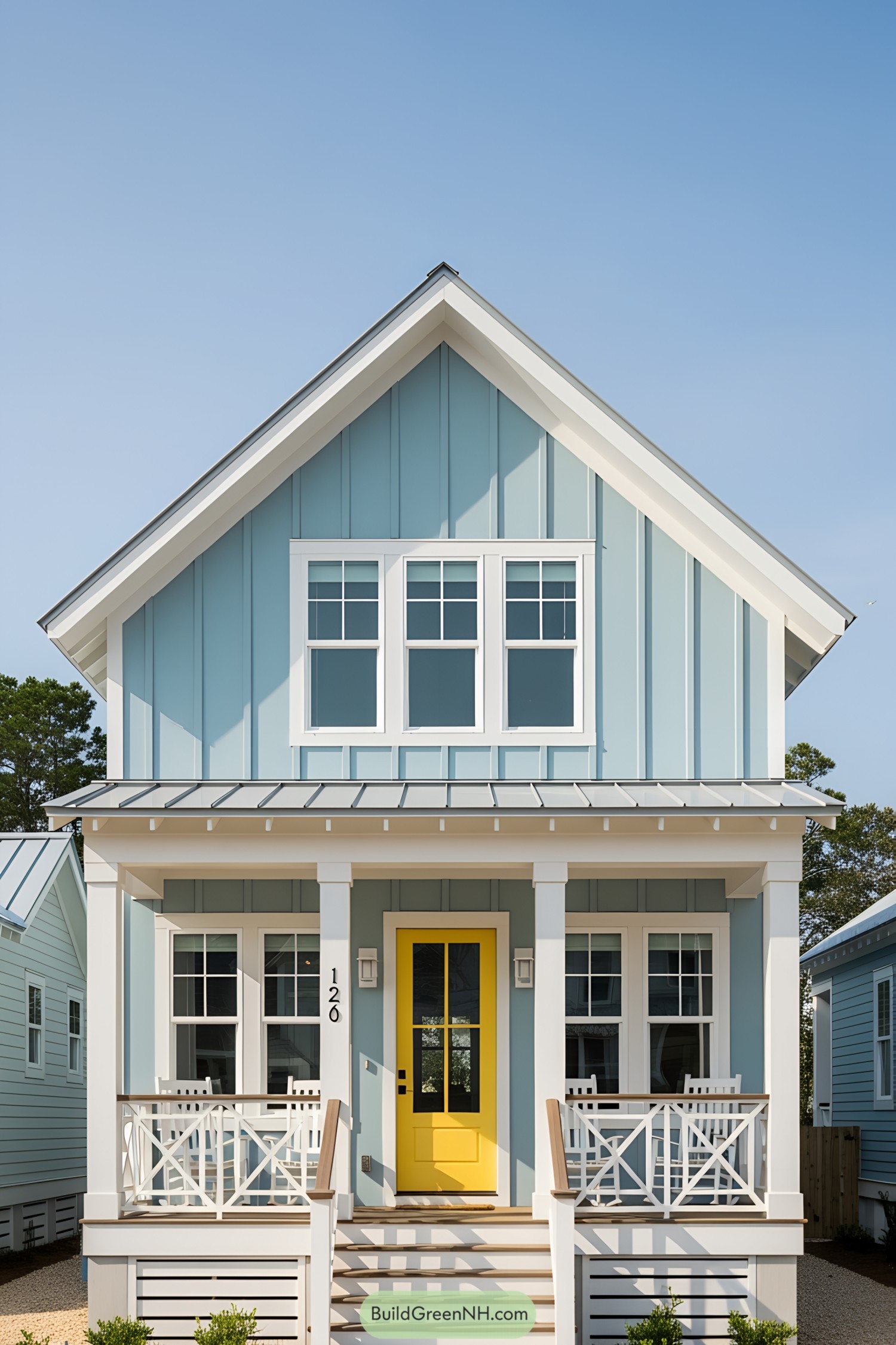 Charming small beach house with a yellow door