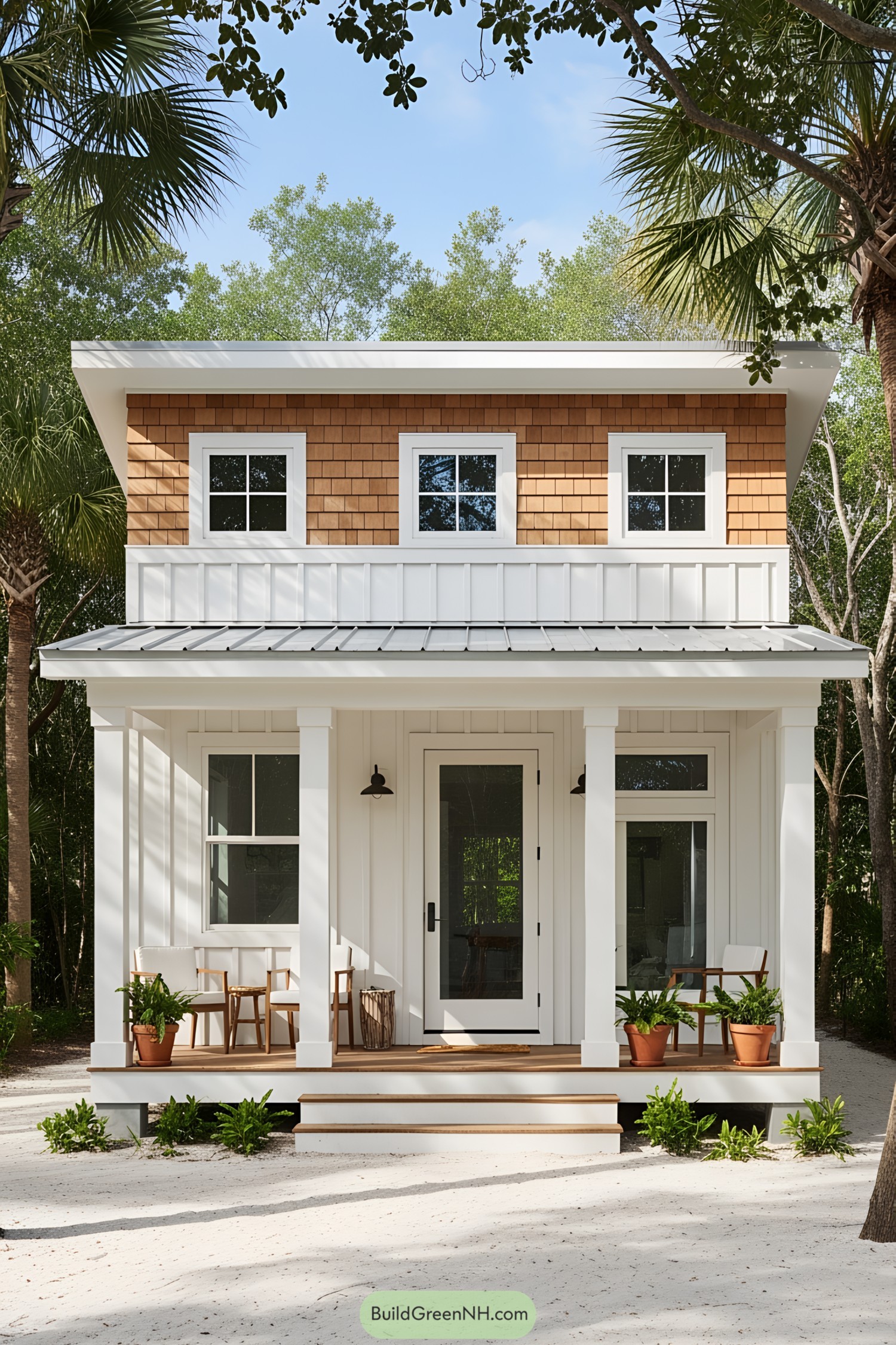 Compact beach house with a charming porch