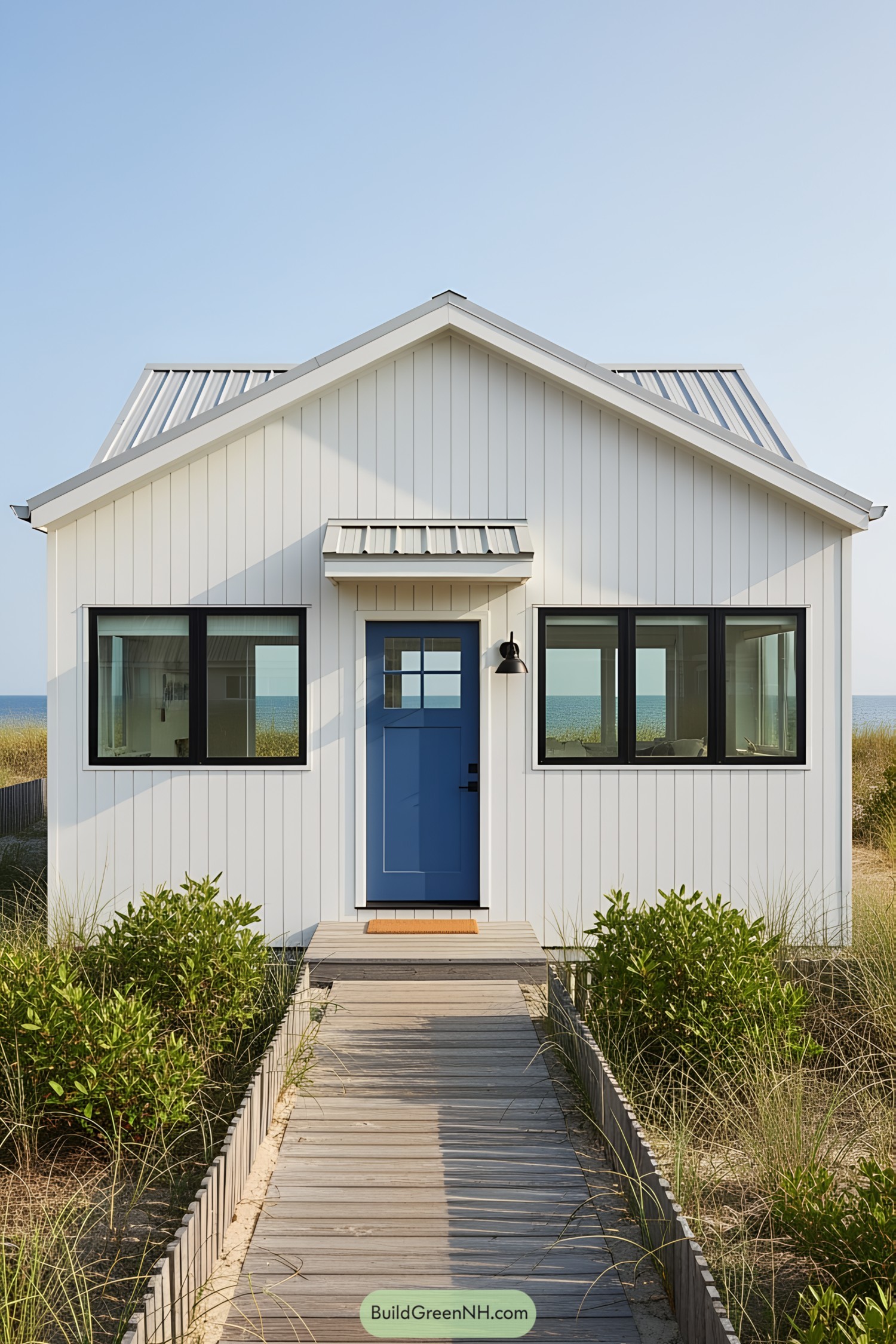 Cozy beach house with blue door
