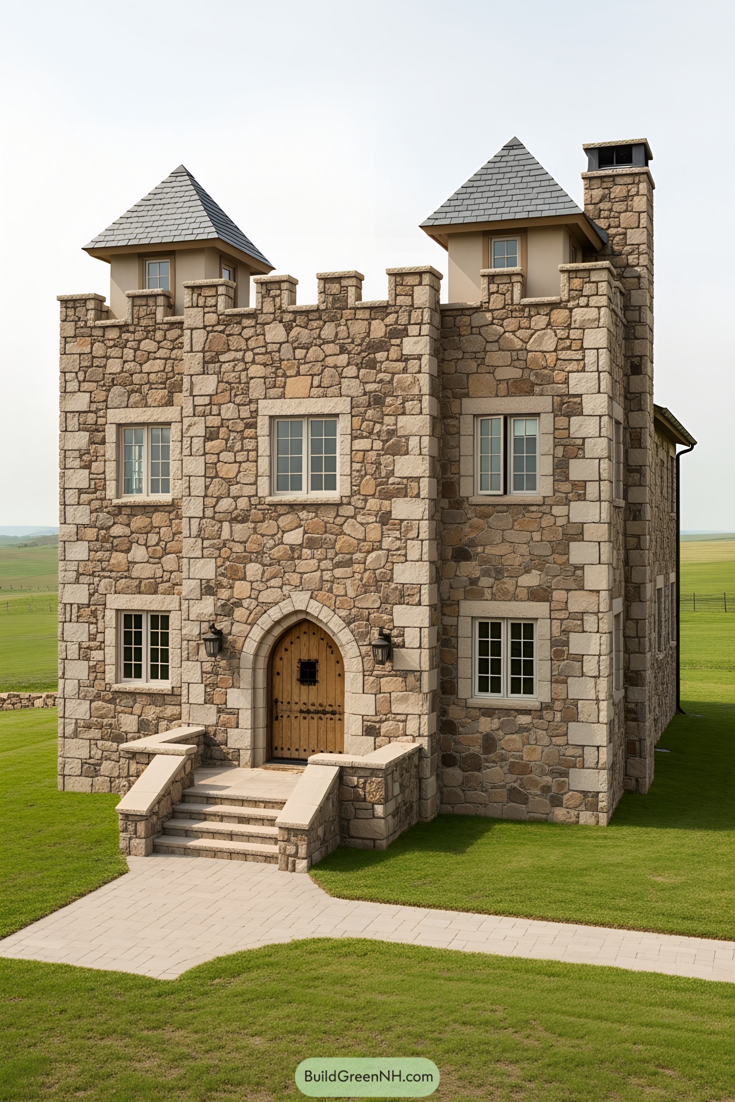 Charming stone castle with turreted roof