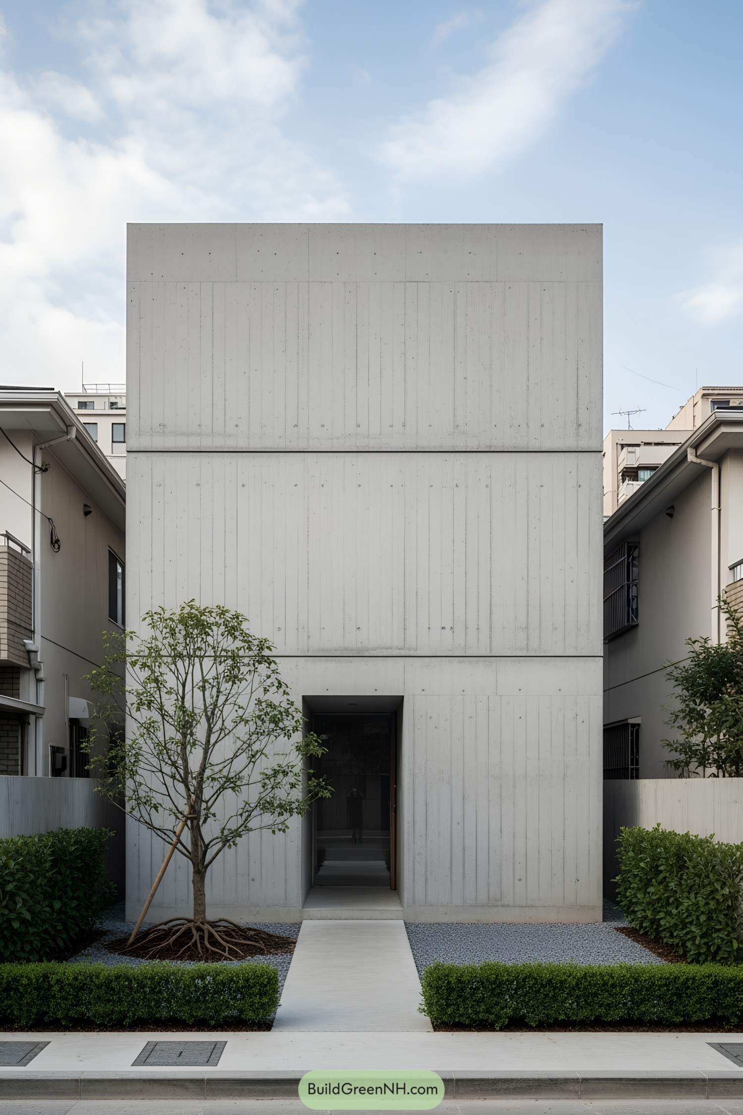 Compact modern concrete house with minimalist design