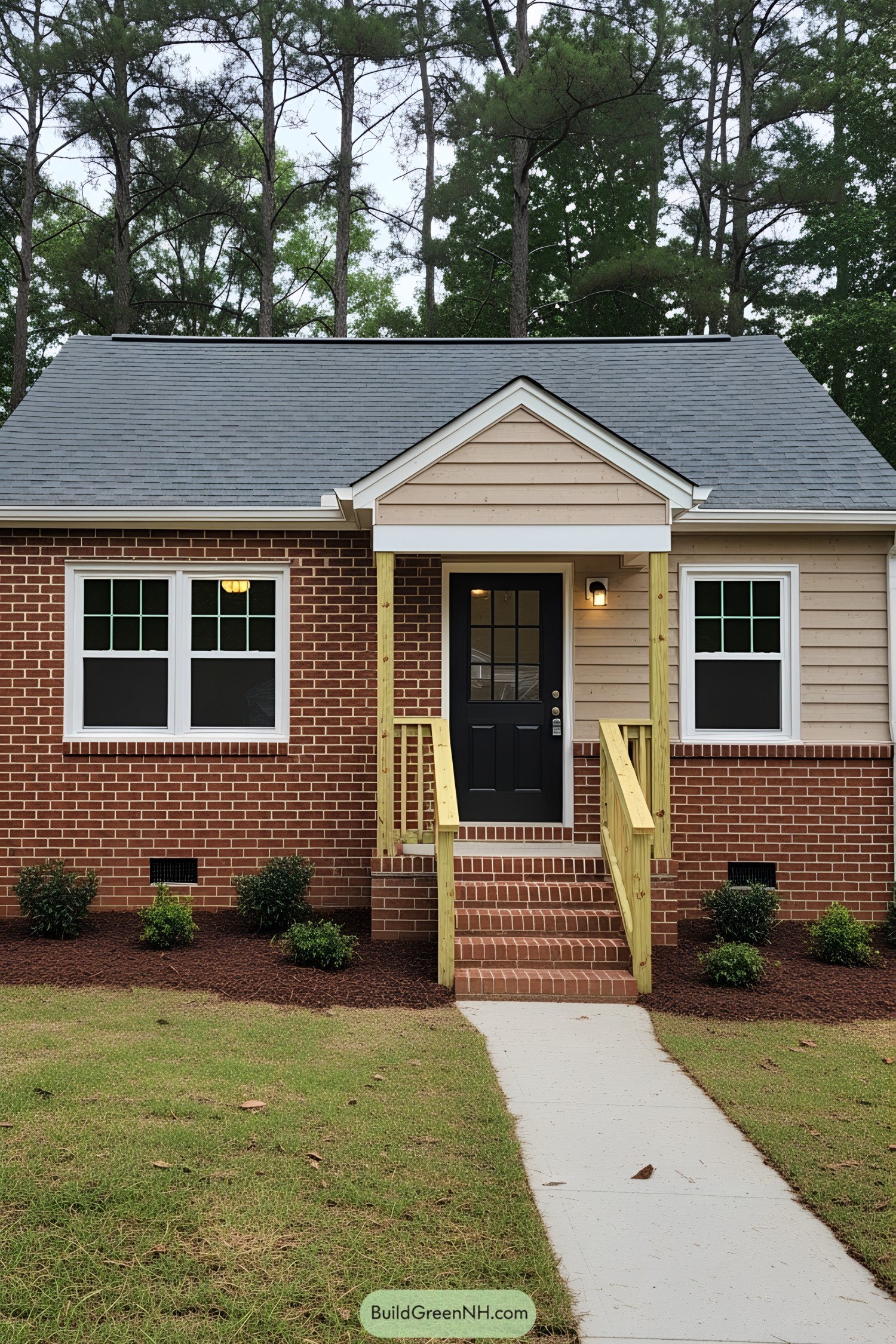 Half-brick, half-wood cottage with a charming entrance