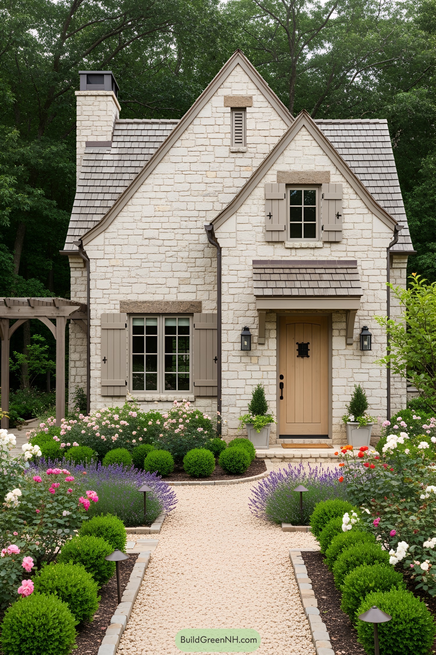 Charming small stone house with manicured garden