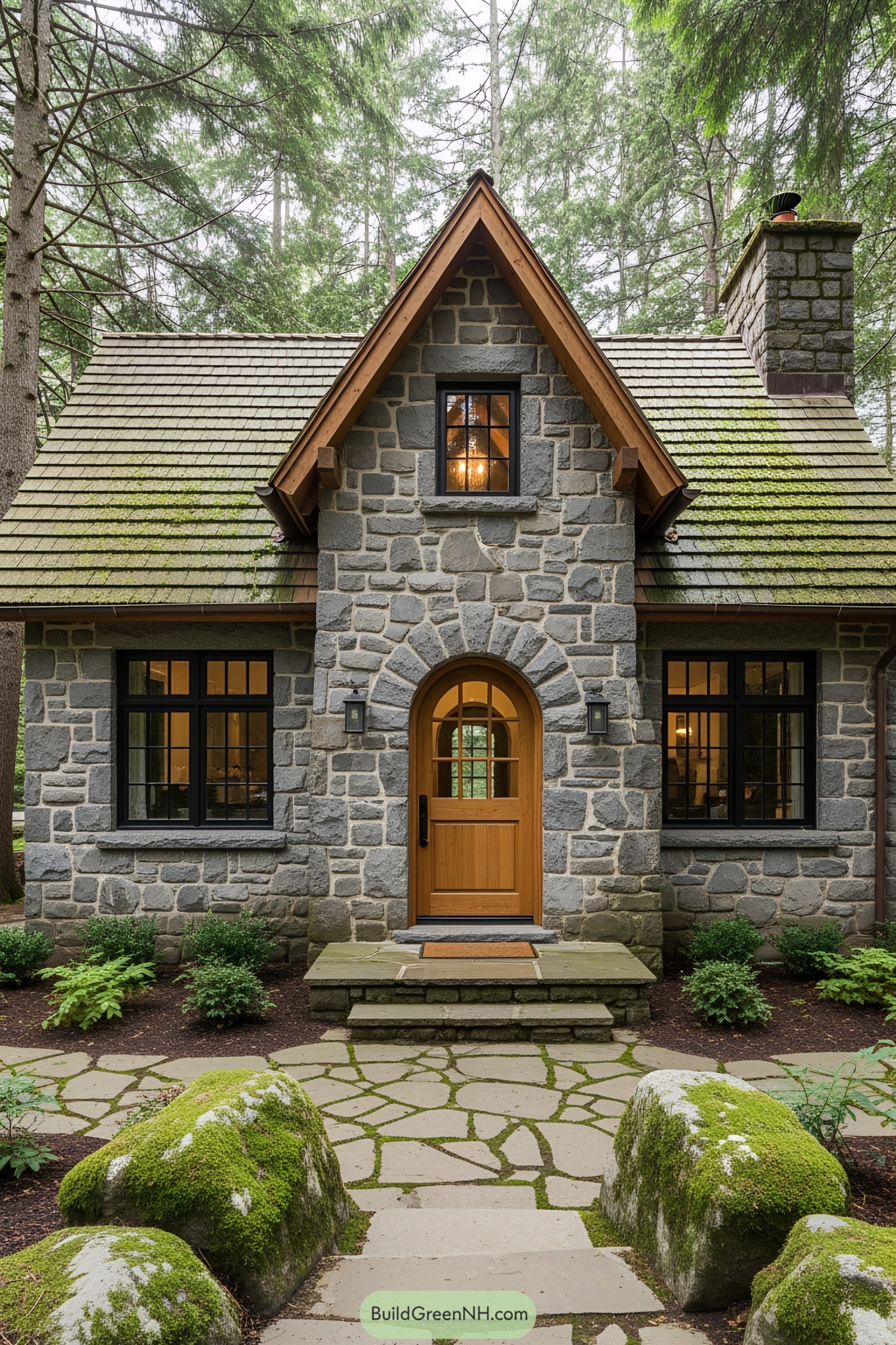 Charming stone cottage nestled in a forest