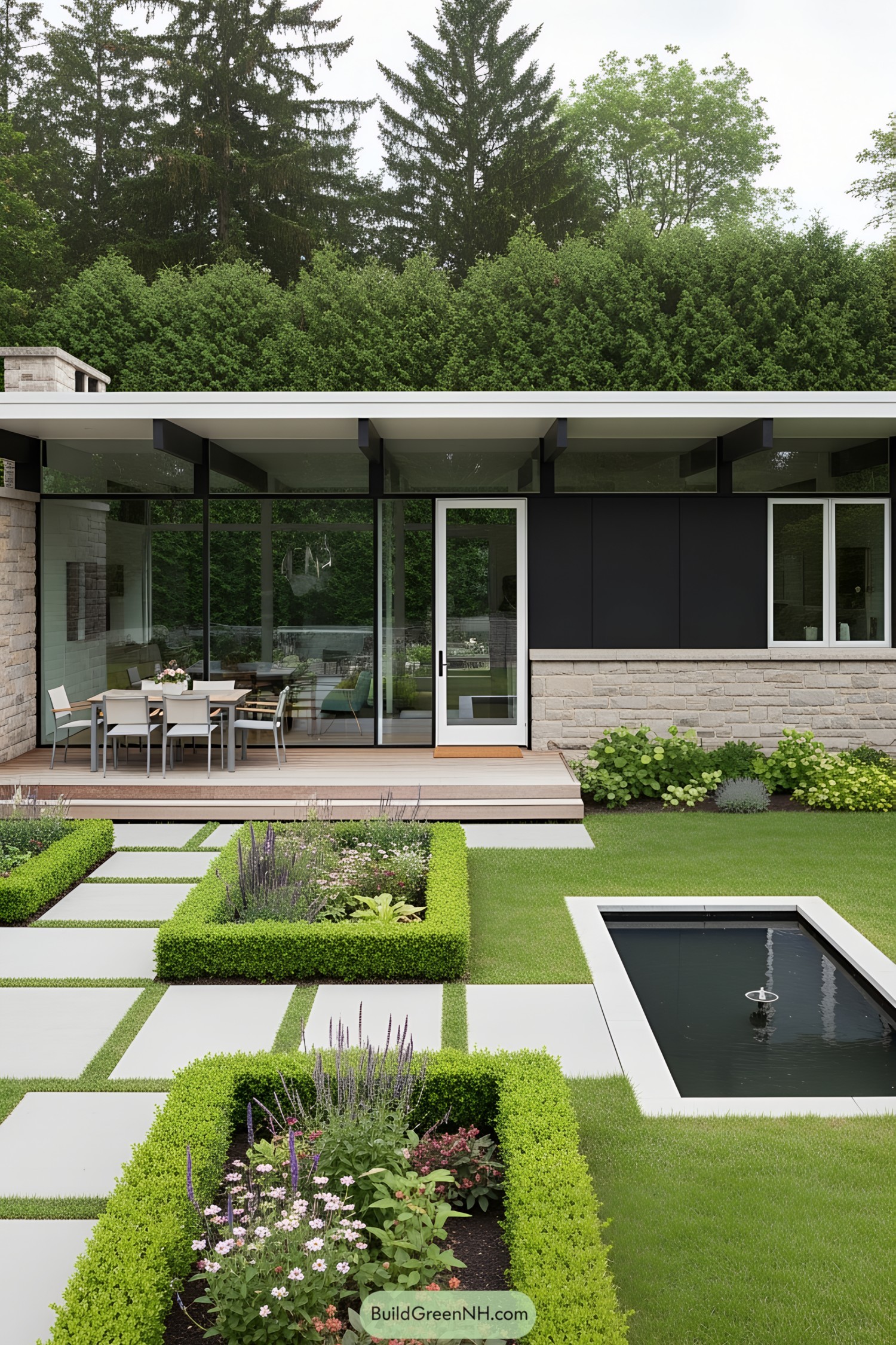 Contemporary house with a sleek garden