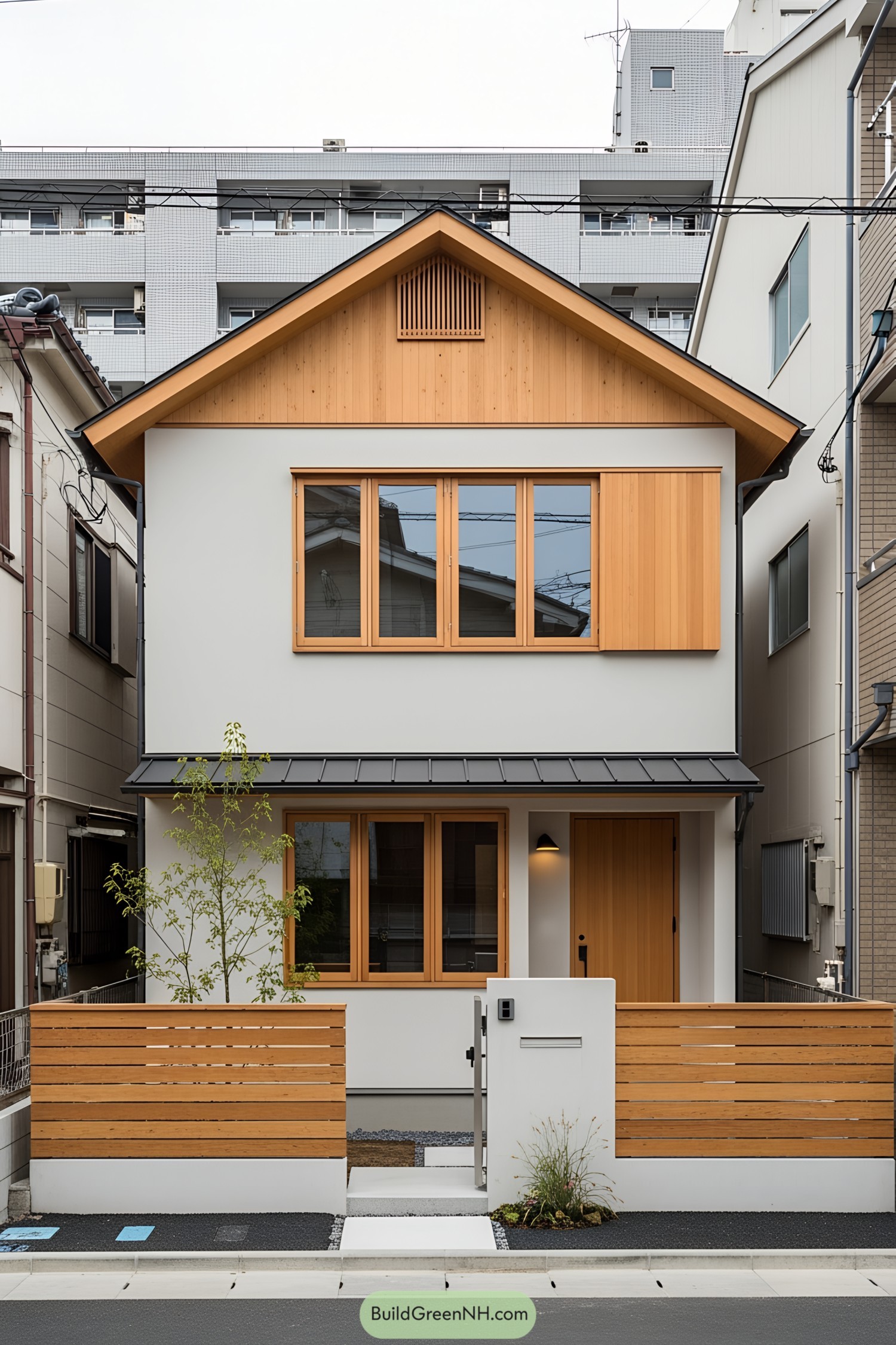 Compact Japanese house with wooden accents