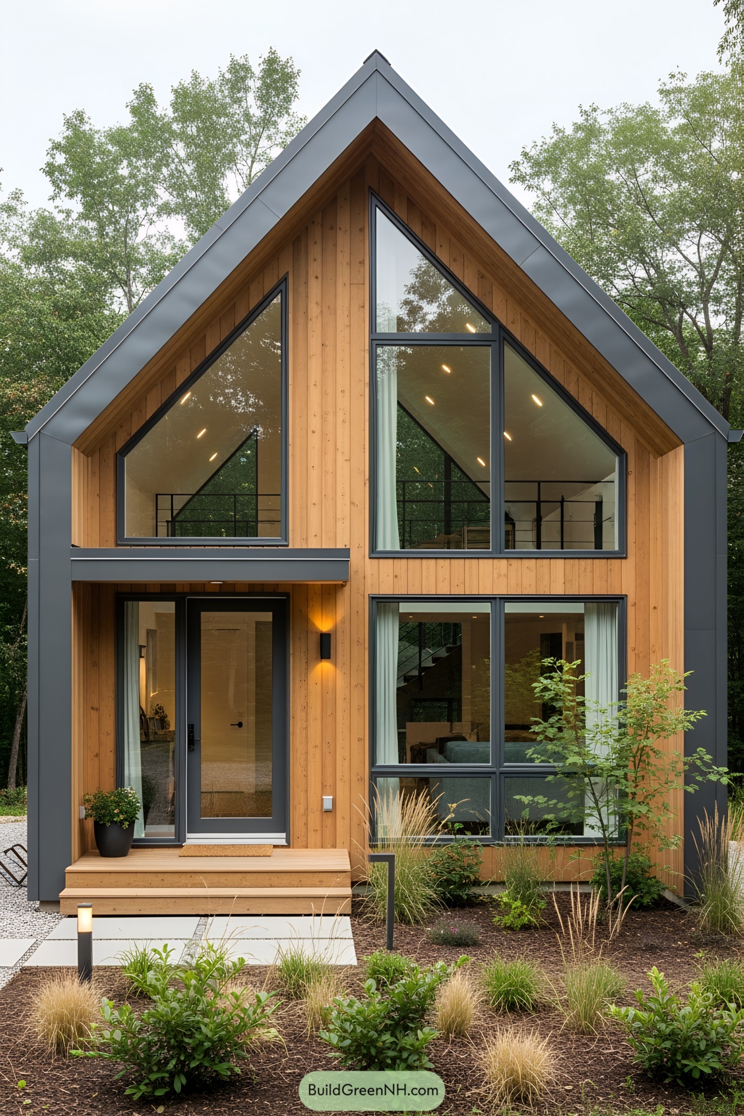 Modern small loft house with large windows