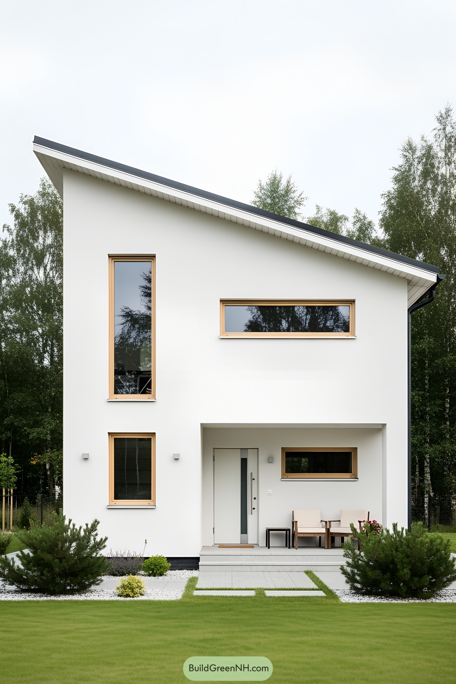 Stylish modern loft house with asymmetrical roof
